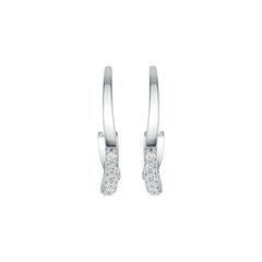 Sterling Silver Earrings Open Hoop with White Topaz or Moissanite DHJ