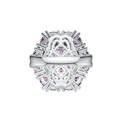 Platinum Semi Mount Ring Setting Trillion TRI 4X4mm Cocktail Ring Diamond Accent DHJ