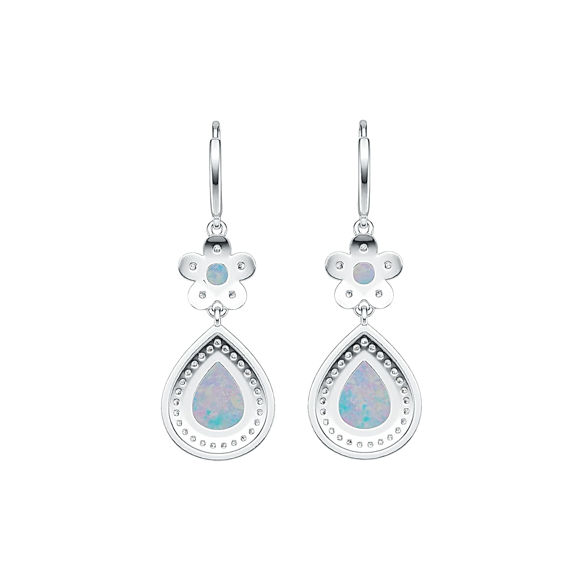18K Gold Semi Mount Earrings Setting Pear PE 10X8mm RD 4X4mm Cabochon Diamond Accent DHJ