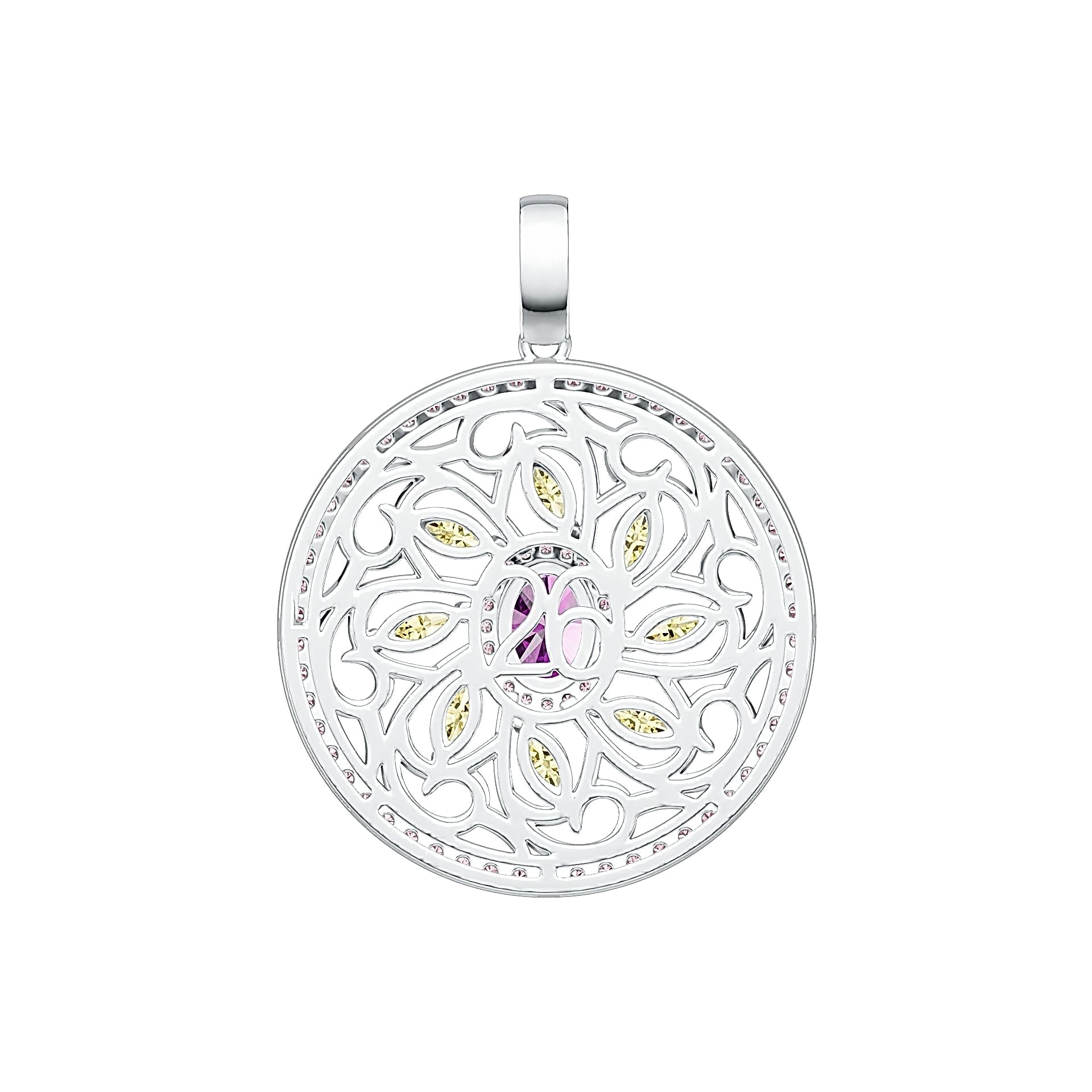 Platinum Semi Mount Pendant Setting Oval OV 8X6mm MQ 5X2.5mm Diamond Accent DHJ