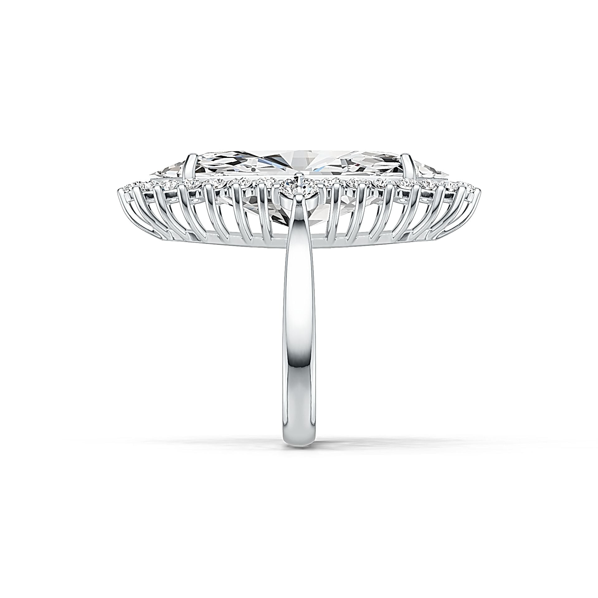 18K Gold Semi Mount Ring Setting Marquise MQ 31X14mm Diamond Accent DHJ