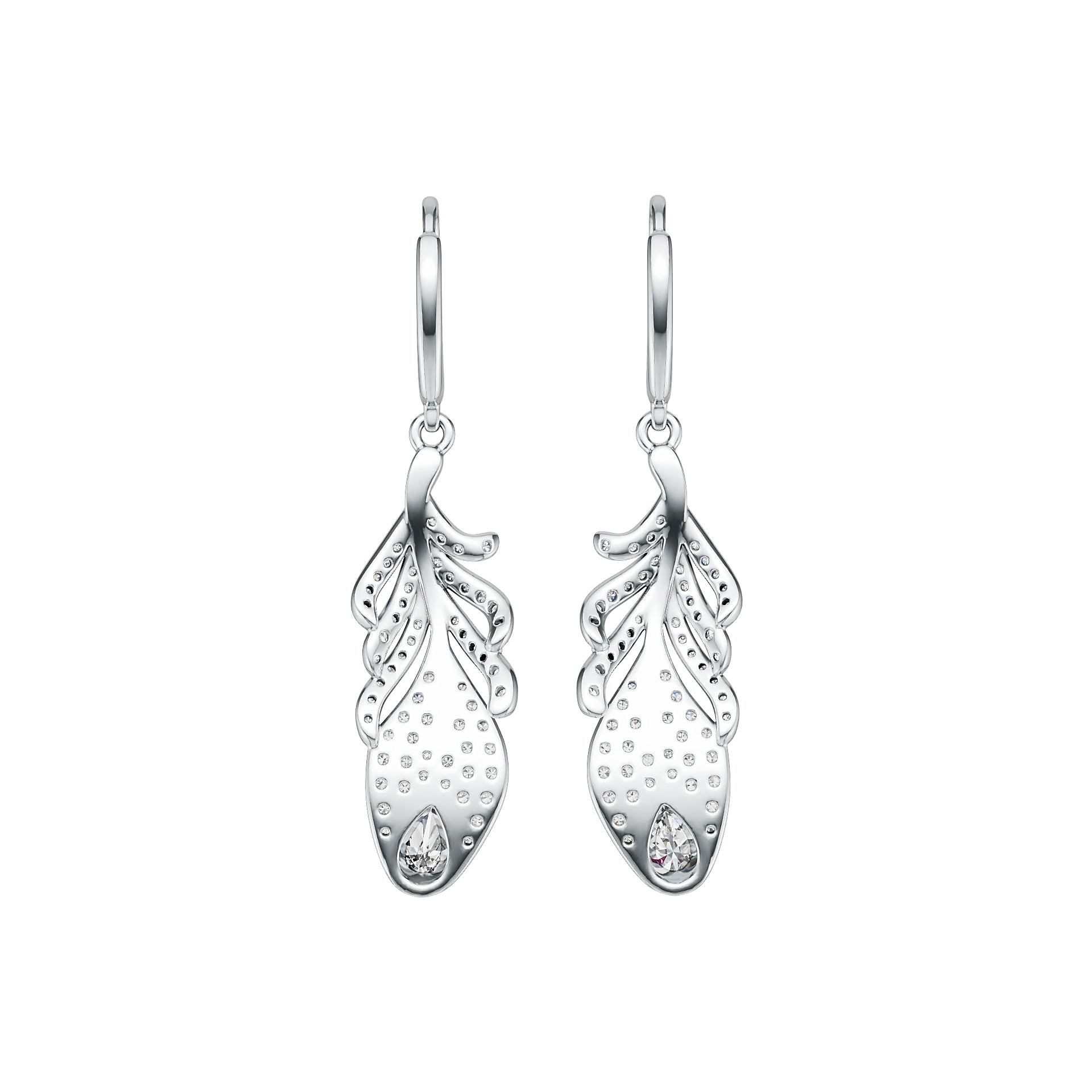 Platinum Semi Mount Earrings Setting Pear PE 5X3mm Feather Theme Diamond Accent DHJ