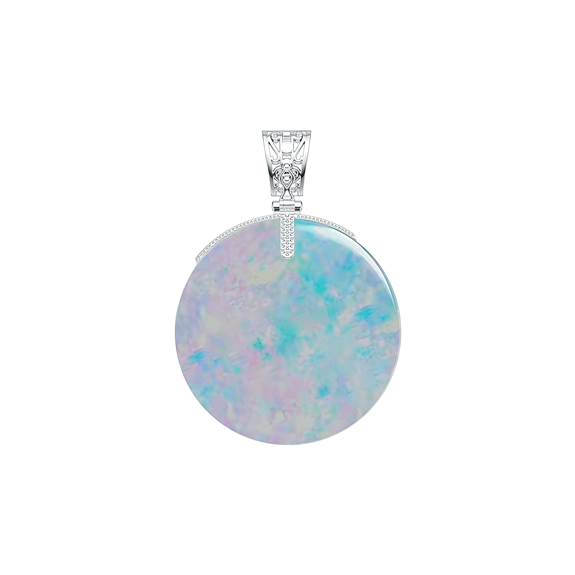 Sterling Silver Semi Mount Pendant Setting Round RD 52x52mm DHJ