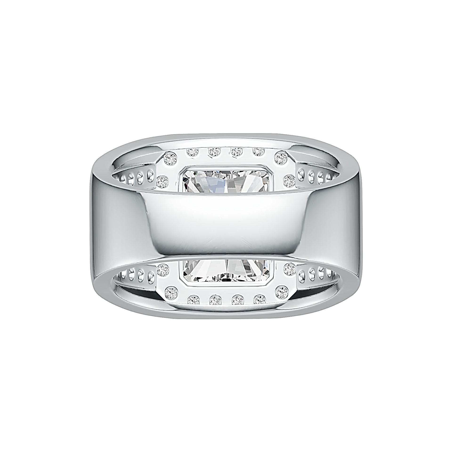 Sterling Silver Semi Mount Men's Ring Setting Emerald OCT 12x10mm Halo Syzjewelry