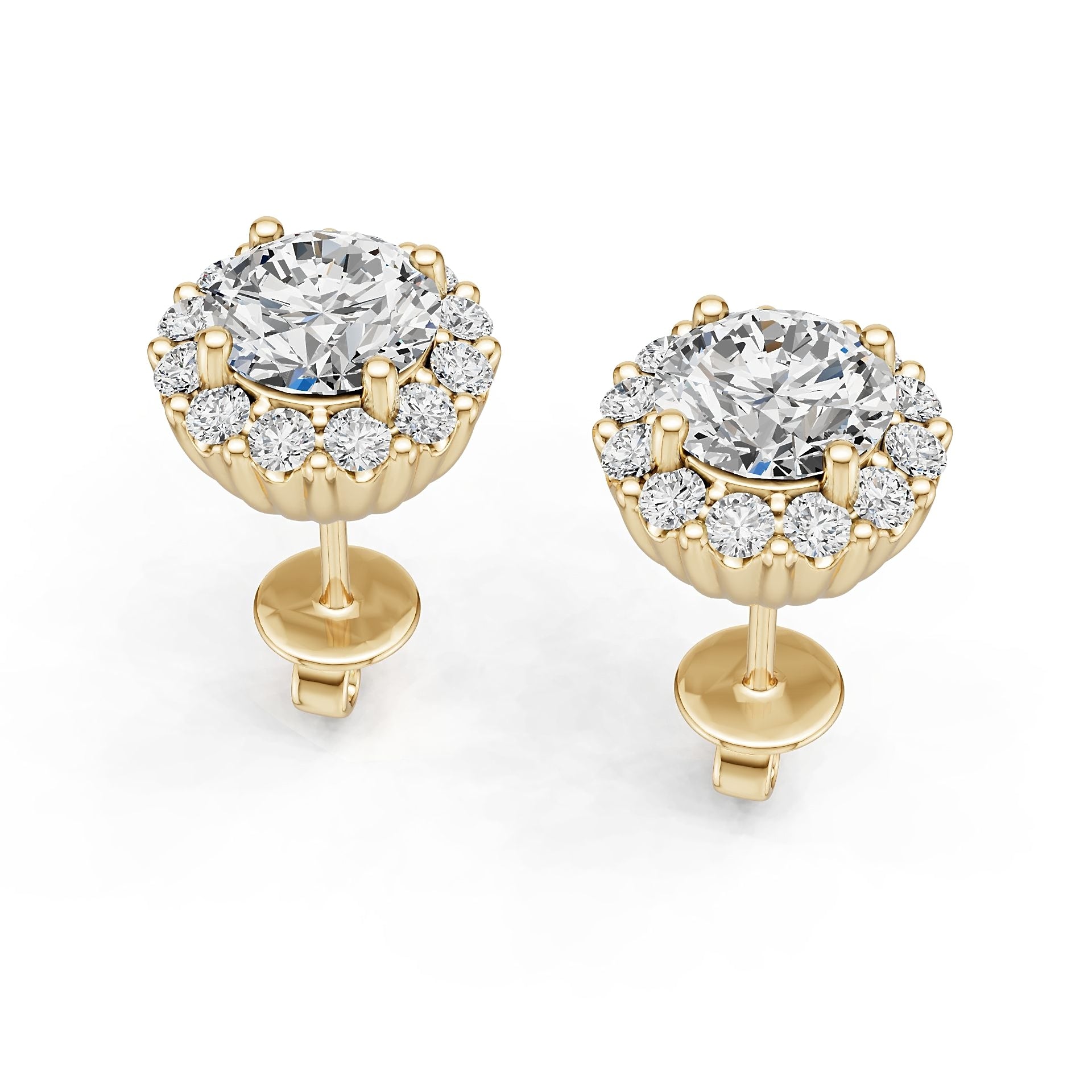 18K Gold Semi Mount Earrings Setting Round Ro 6x6mm Diamond Accent Syz Jewelry