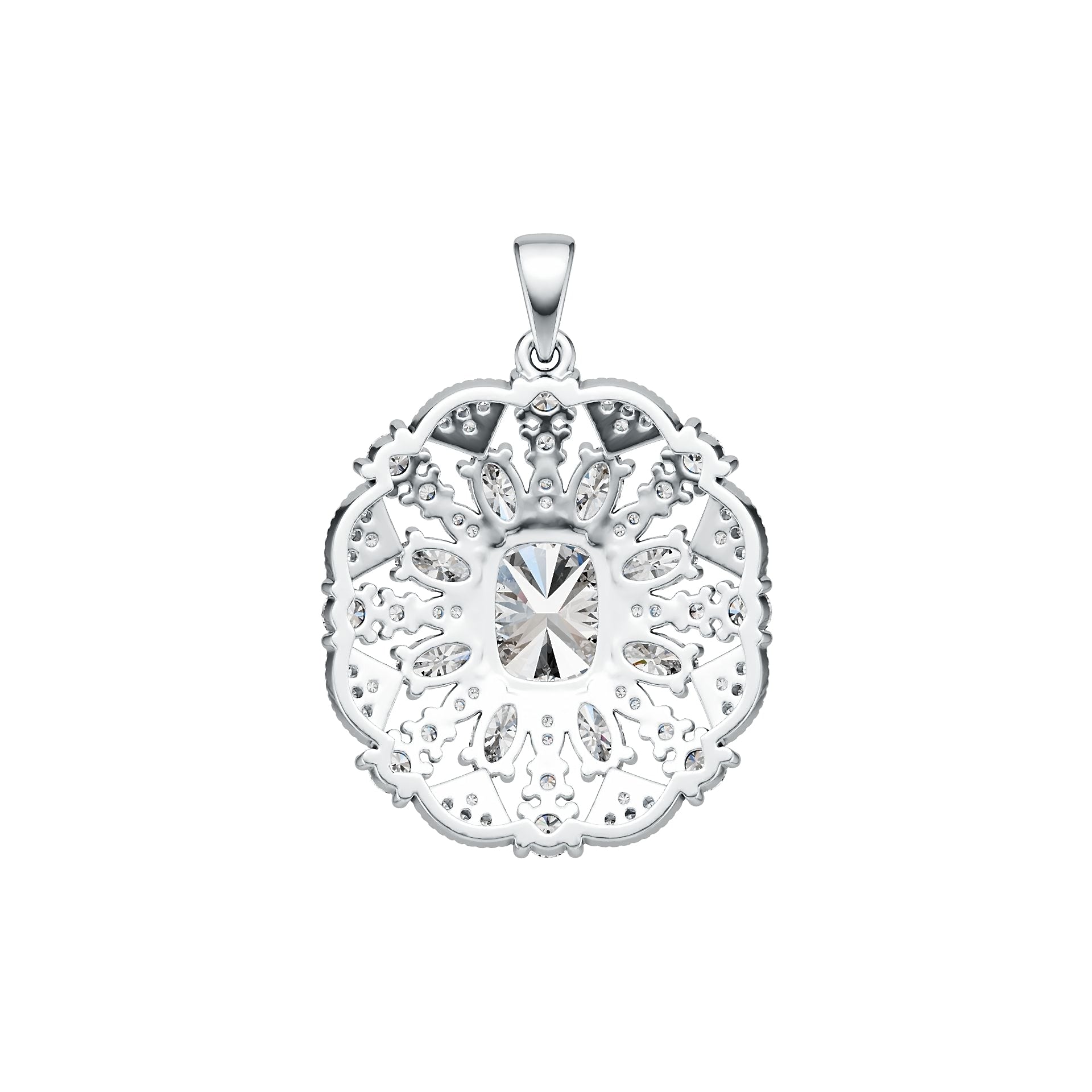 Sterling Silver Semi Mount Pendant Setting Cushion CU 10X8mm DHJ