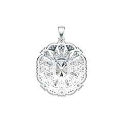 Sterling Silver Semi Mount Pendant Setting Cushion CU 10X8mm DHJ