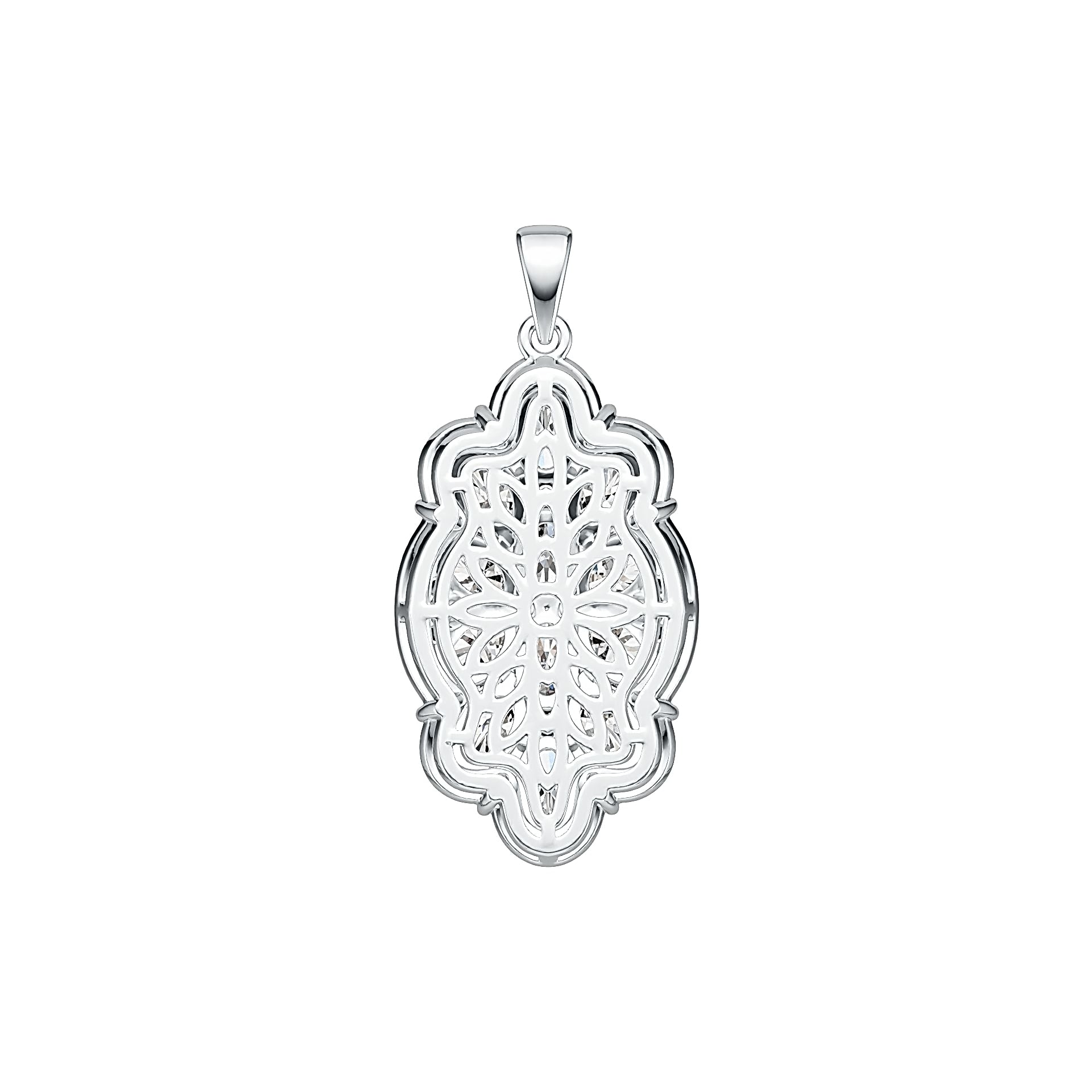 Platinum Semi Mount Pendant Setting Oval OV 6X4mm Diamond Accent DHJ