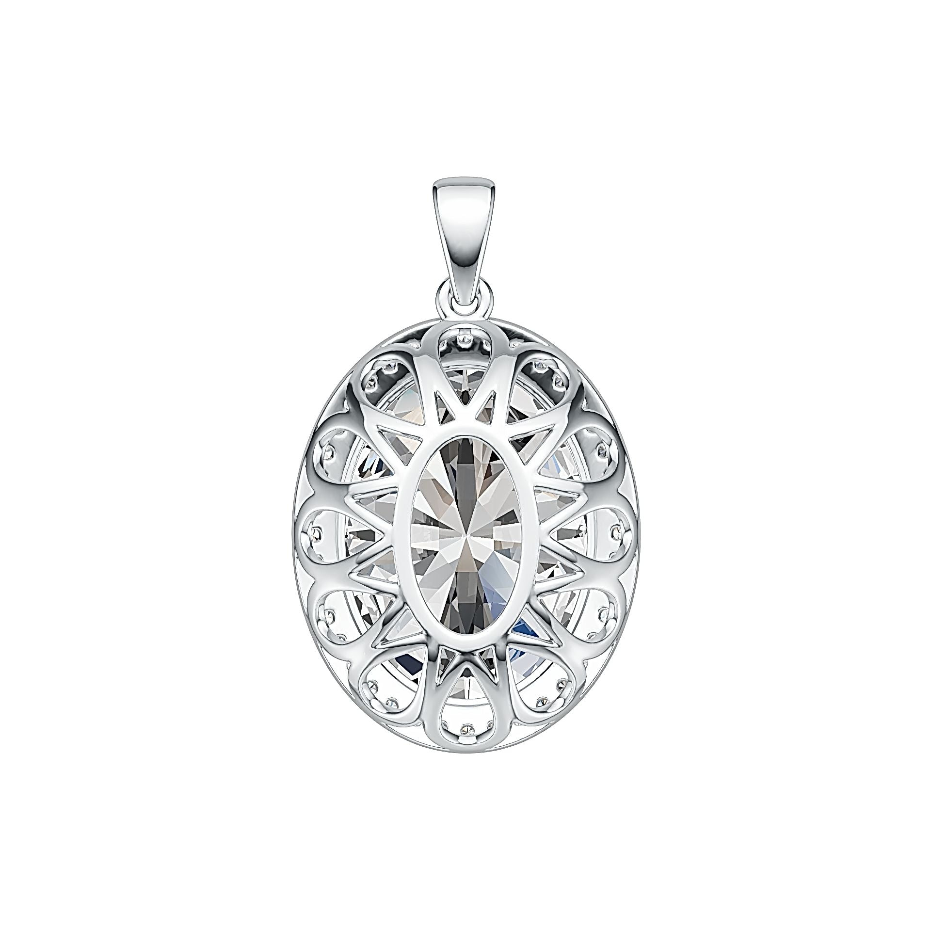 14K Gold Semi Mount Pendant Setting Oval OV 21X16mm Diamond Accent DHJ