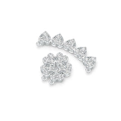 14K Gold Pendant Five Hearts Clover Theme with White Topaz or Moissanite Diamond Accent DHJ