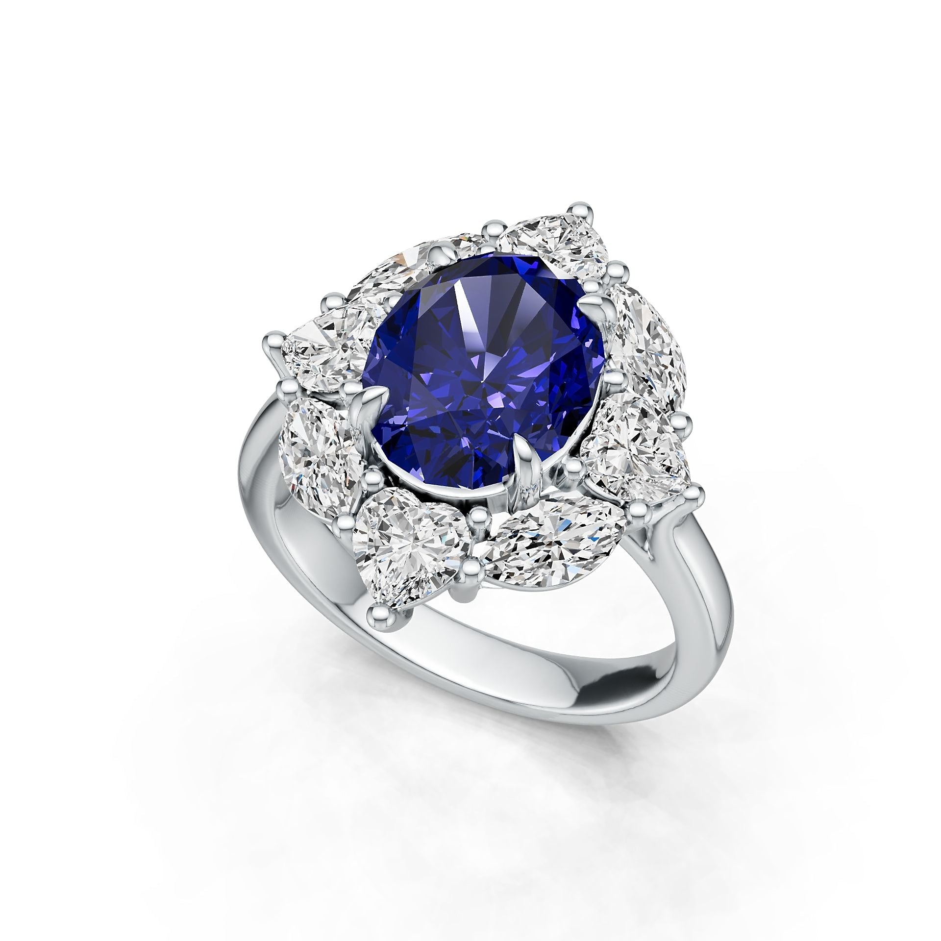 Platinum Semi Mount Ring Setting Round Ro 10x8mm Syz Jewelry