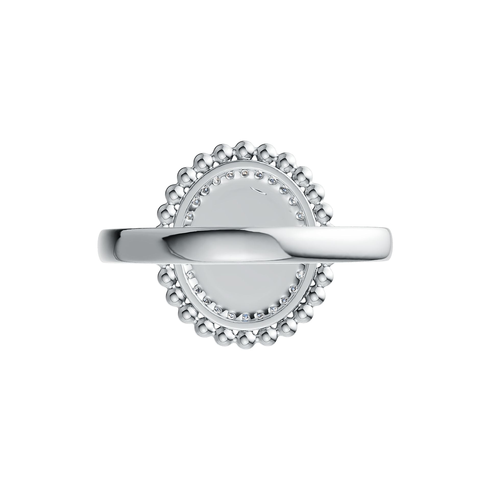 Platinum Semi Mount Ring Setting Oval OV 10X8mm Cabochon Diamond Accent DHJ