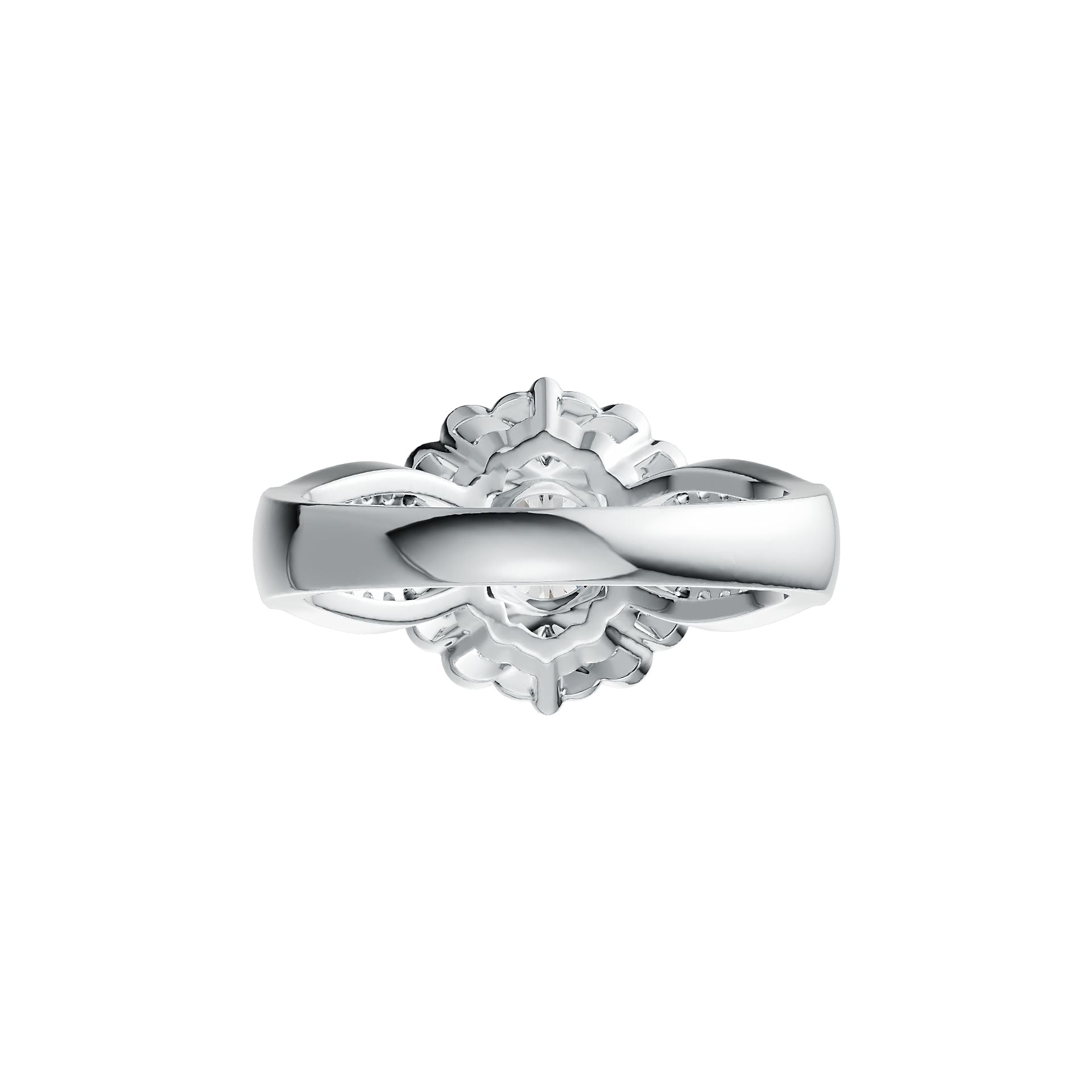 18K Gold Semi Mount Ring Setting Round RD 6x6mm Split Shank Diamond Accent DHJ