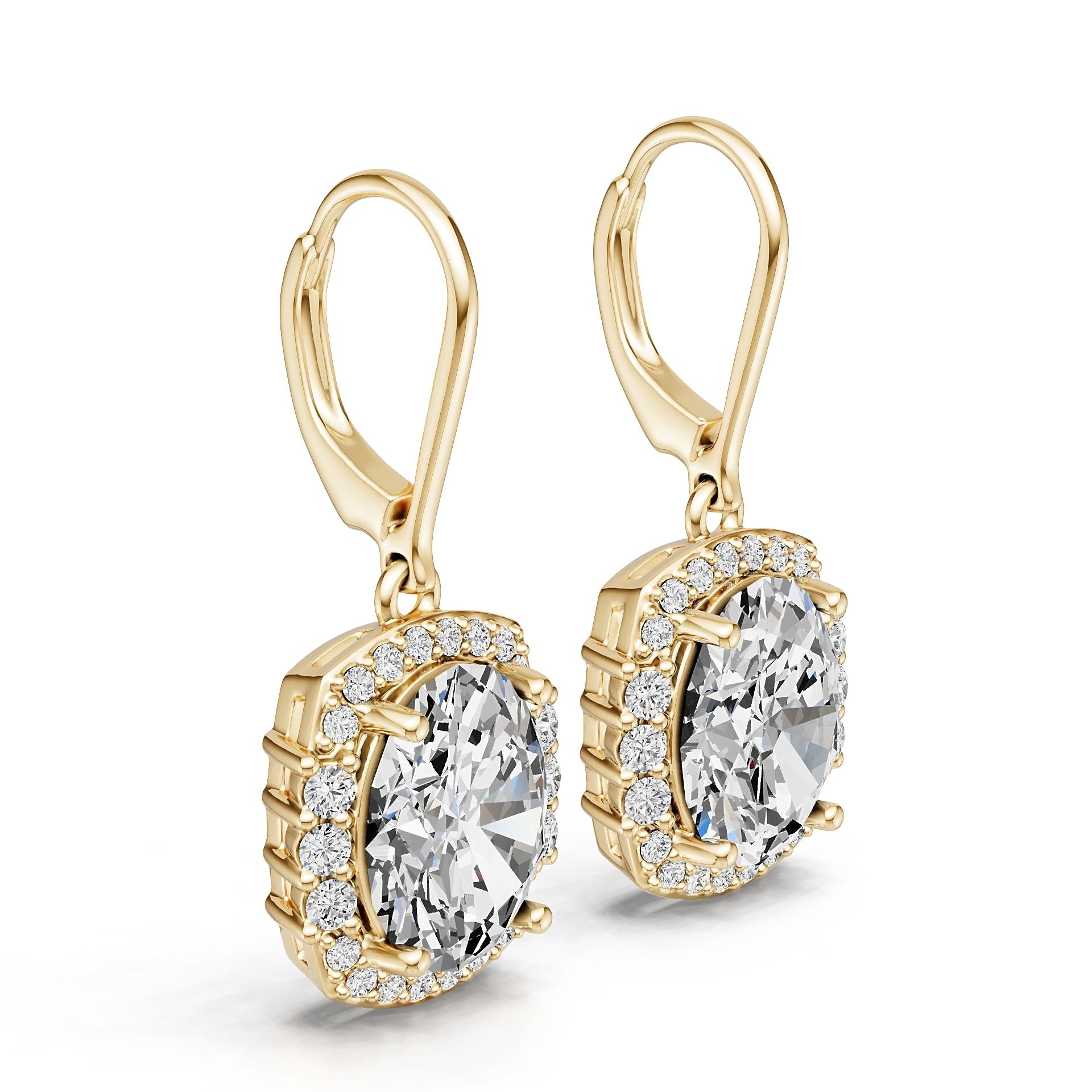 14K Gold Semi Mount Earrings Setting Round Ro 10x8mm Diamond Accent Syz Jewelry