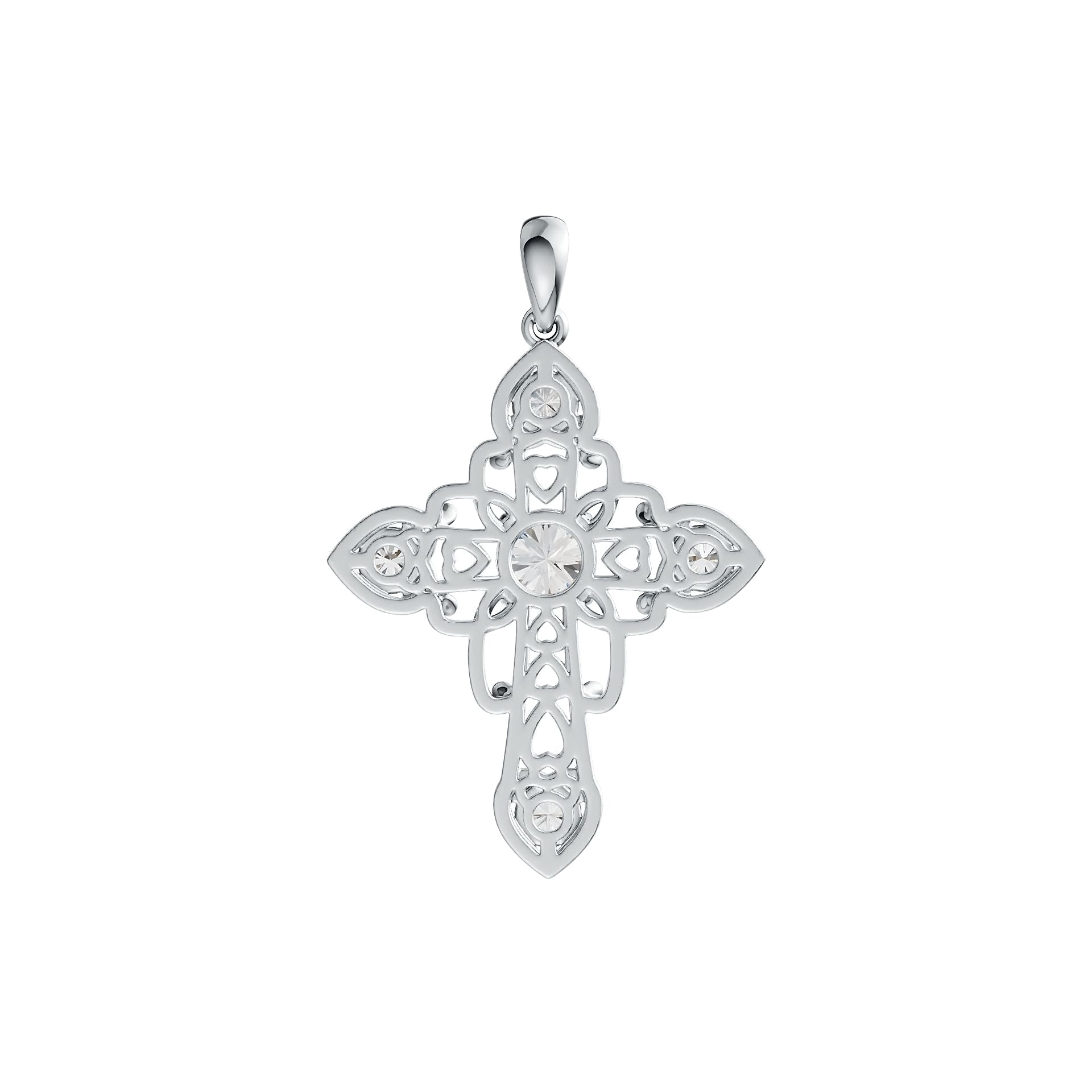 Platinum Semi Mount Pendant Setting Round RD 6x6mm RD 4x4mm Cross Theme DHJ