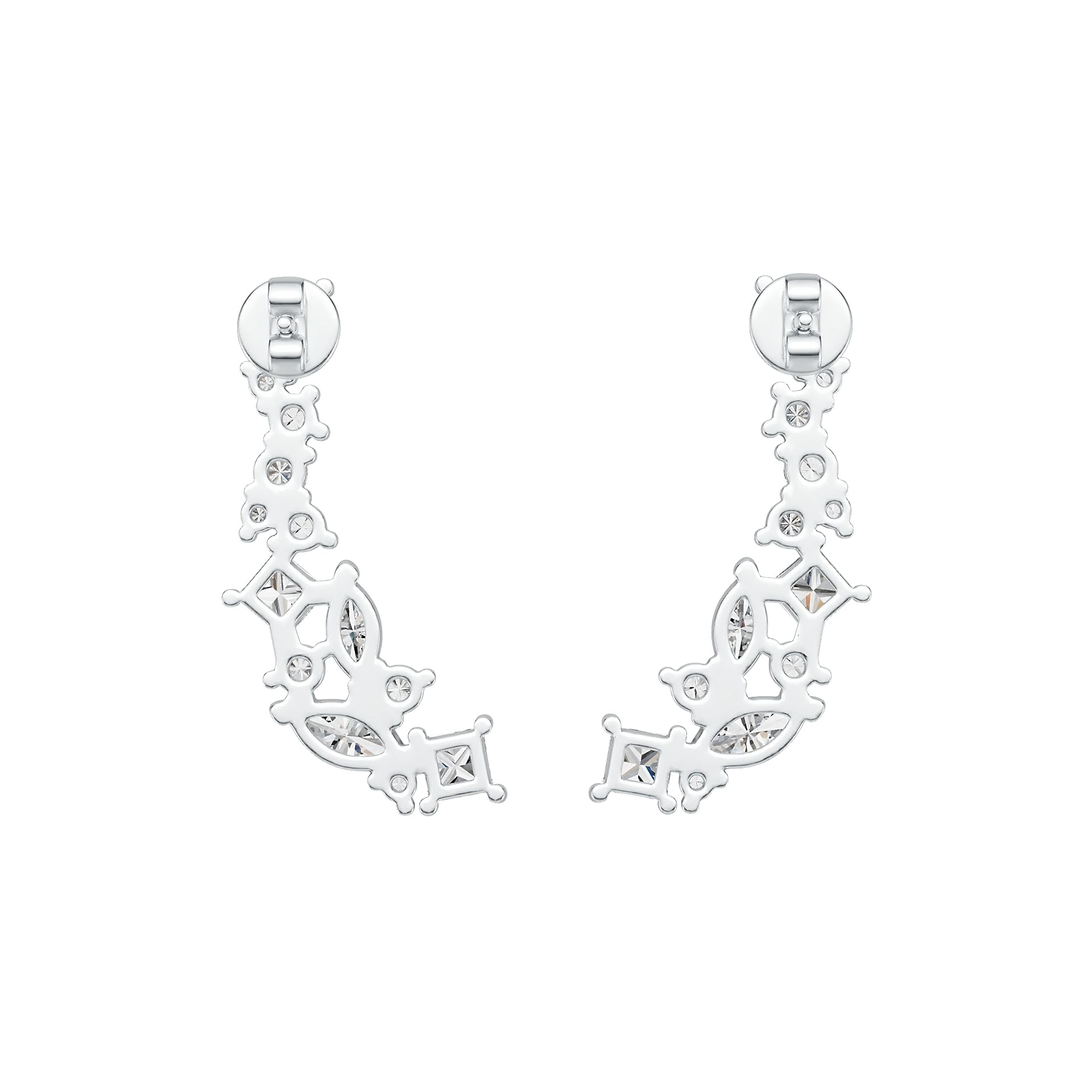 10K Gold Semi Mount Earrings Setting Marquise MQ 6X3mm MQ 5X2.5mm SQ 3X3mm Moissanite Accent DHJ