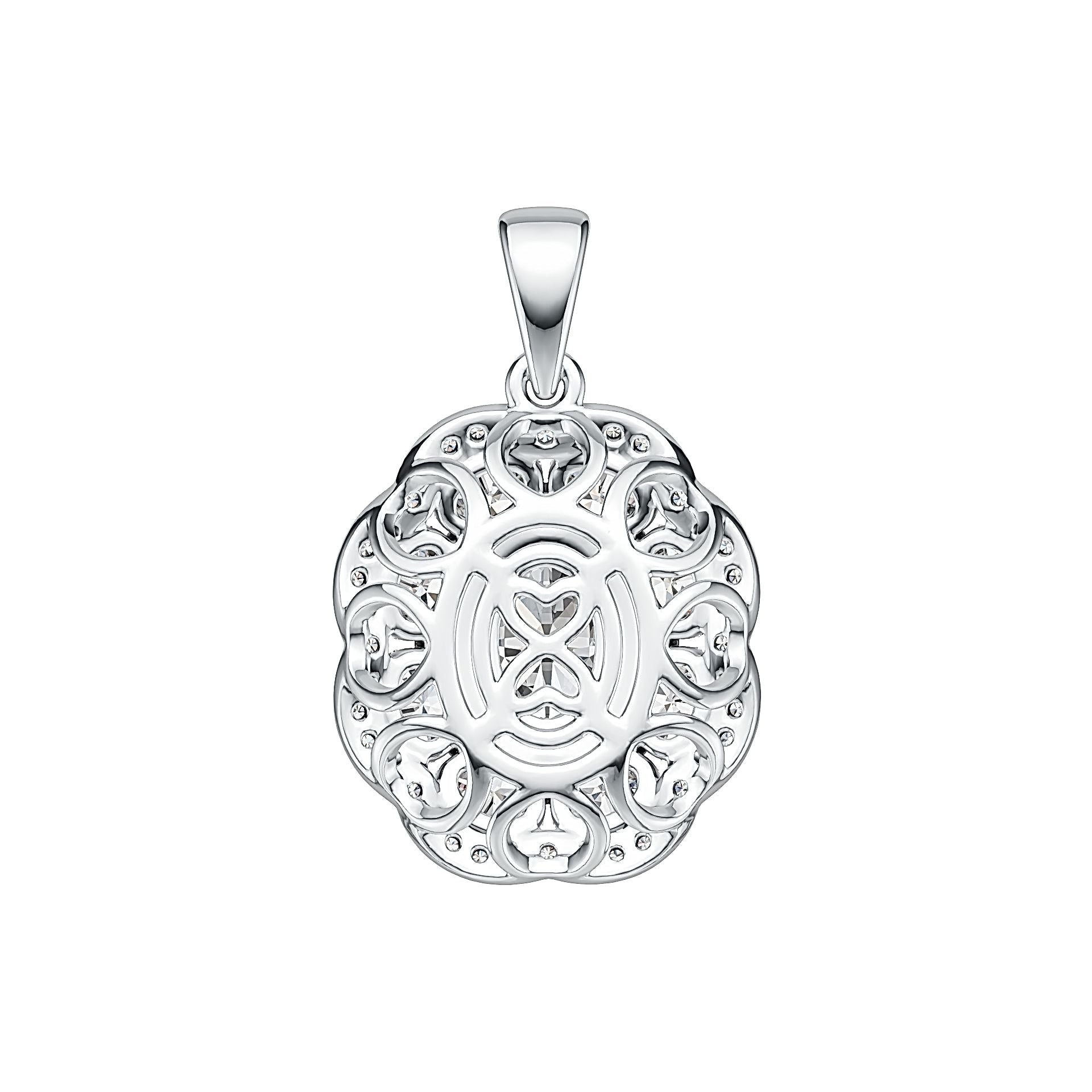 Platinum Semi Mount Pendant Setting Oval OV 7X5mm Diamond Accent DHJ