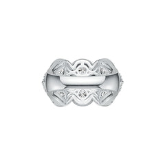 Platinum Semi Mount Ring Setting Oval OV 4X3mm with White Topaz Twist Ring Diamond Accent DHJ