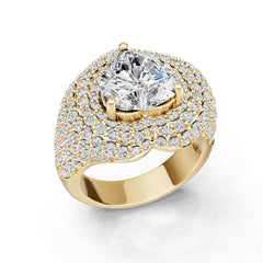 10K Gold Semi Mount Ring Setting Heart He 10x10mm Moissanite Accent Syz Jewelry