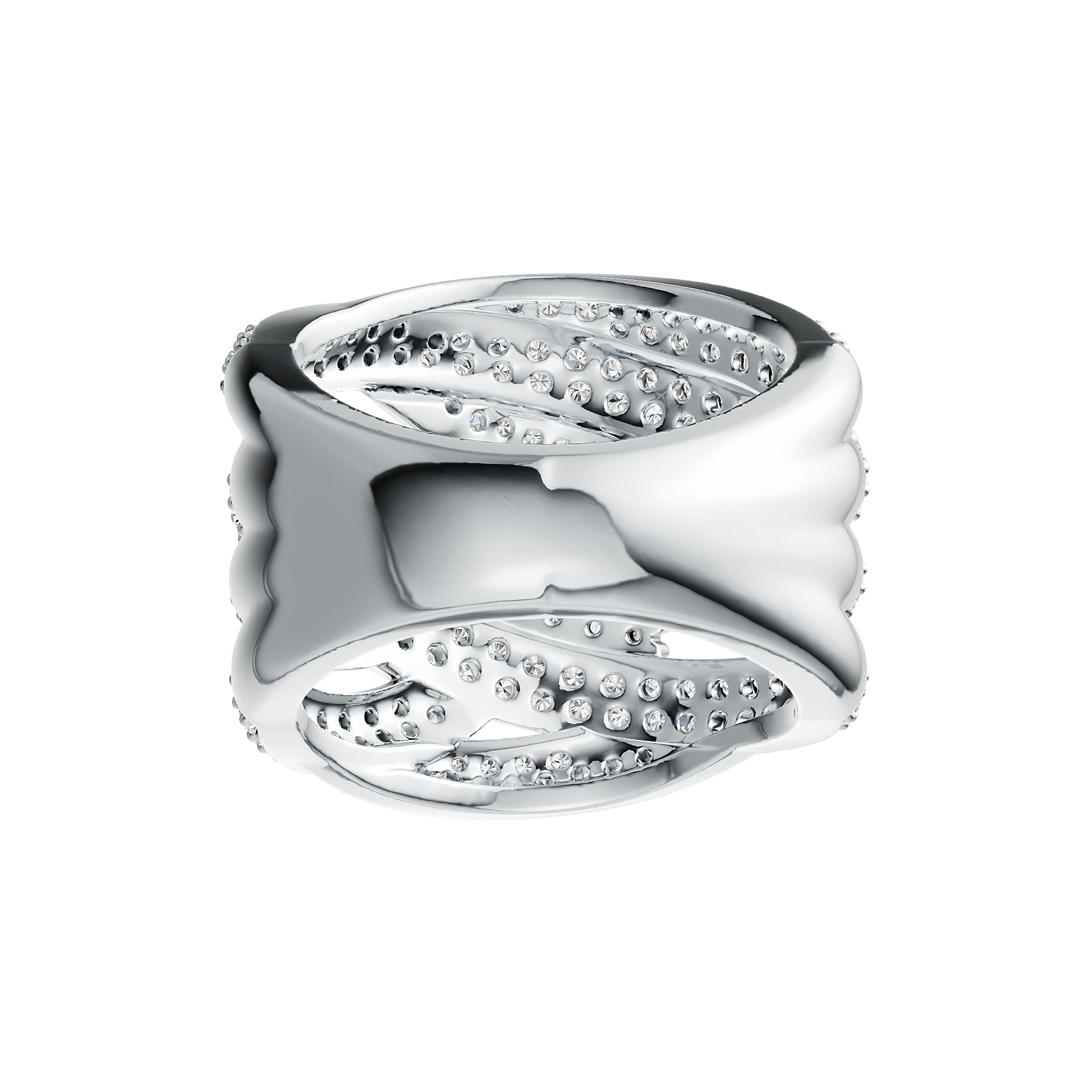 Sterling Silver Ring Multi-Row Crossover with White Topaz or Moissanite DHJ