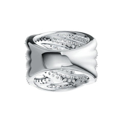 Sterling Silver Ring Multi-Row Crossover with White Topaz or Moissanite DHJ
