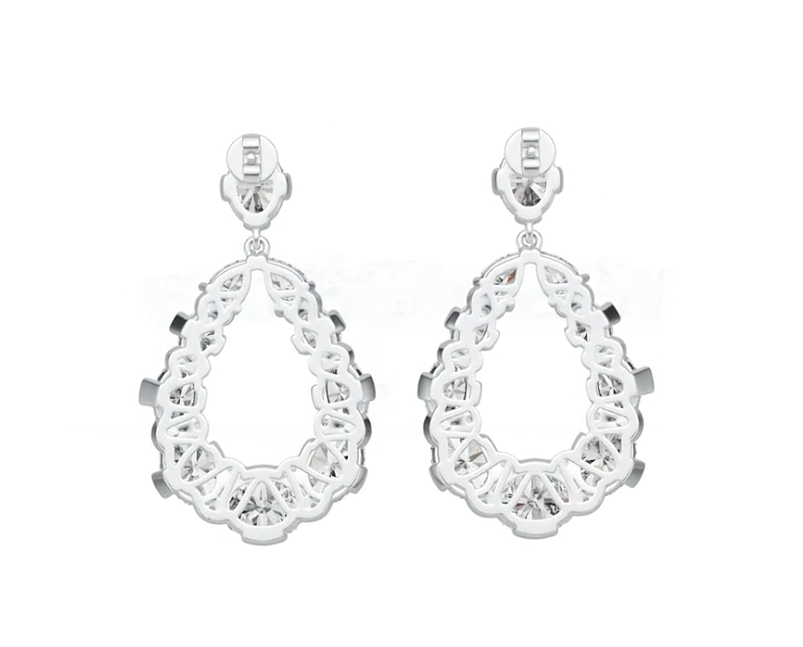 10K Gold Semi Mount Earrings Setting Oval OV 9X7mm PE 6X4mm Moissanite Accent DHJ