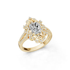 18K Gold Semi Mount Ring Setting Emerald Em 8x6mm Diamond Accent Syz Jewelry