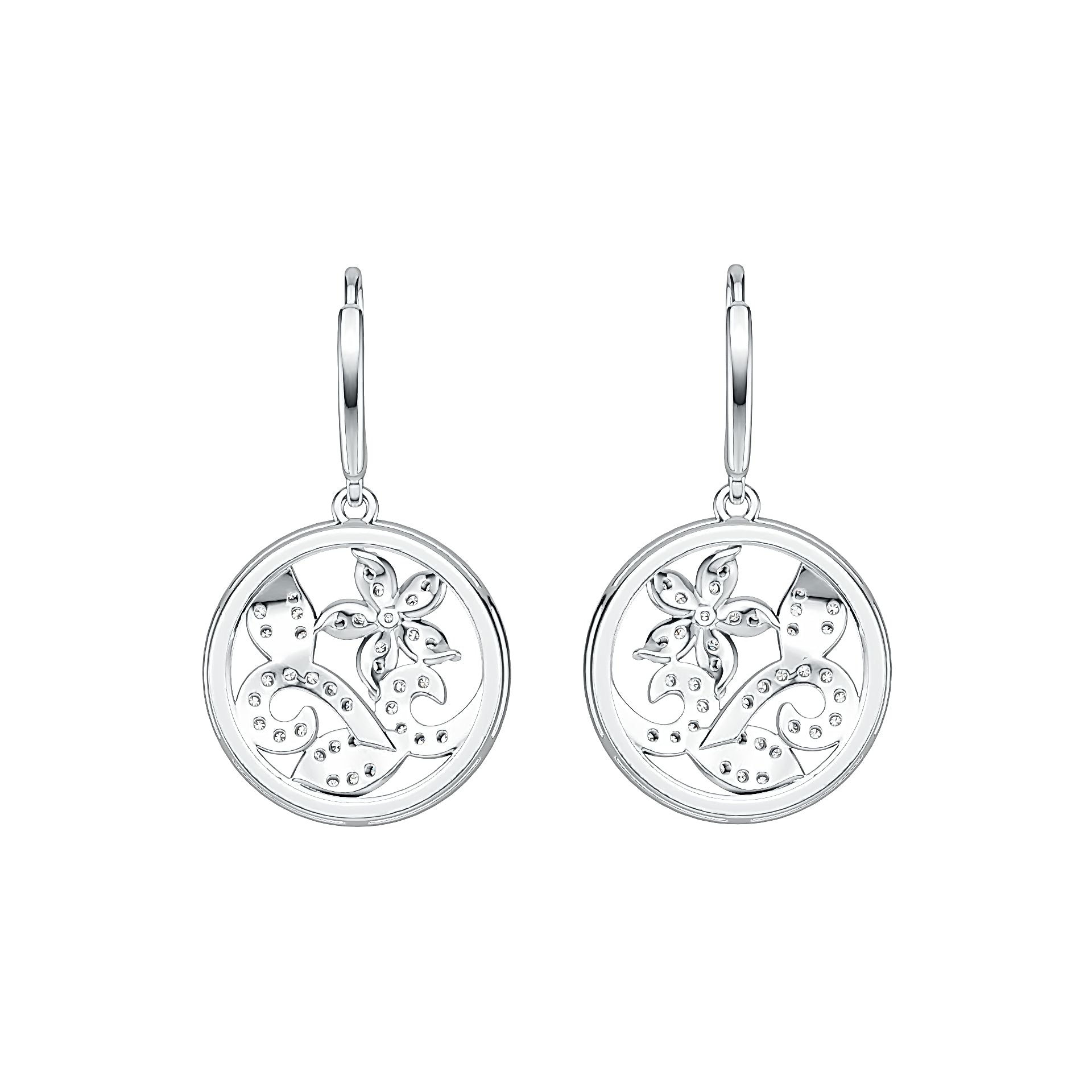 Sterling Silver Floral Filigree Earrings with White Topaz or Moissanite DHJ