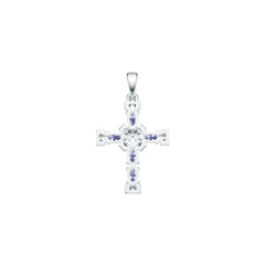 Sterling Silver Semi Mount Pendant Setting Oval OV 5x3mm Cross Theme DHJ
