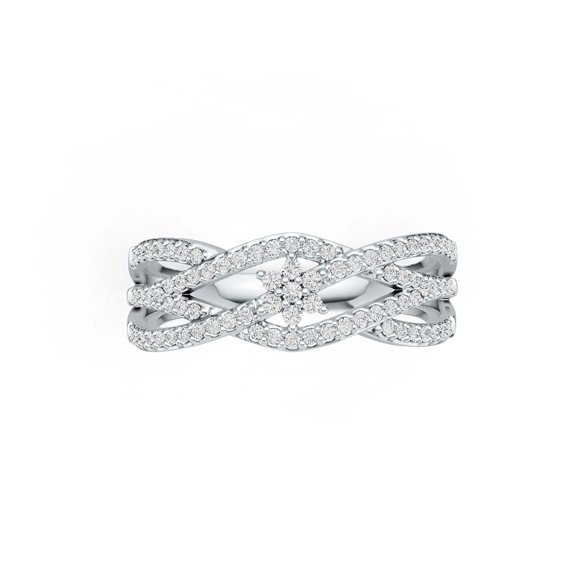 14K Gold Ring Criss-Cross Infinity with White Topaz or Moissanite Diamond Accent DHJ