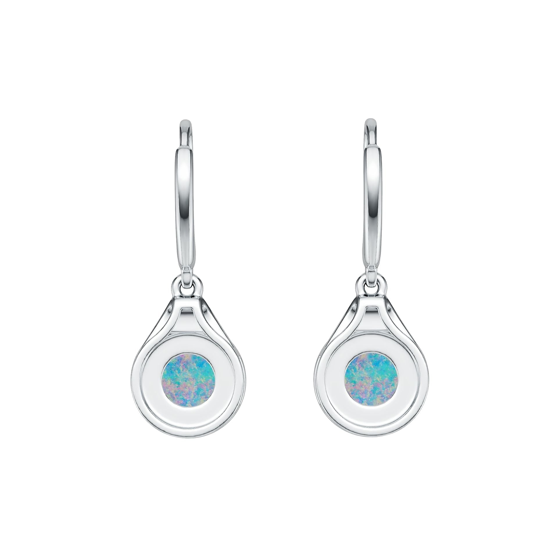 Platinum Semi Mount Earrings Setting Round RD 6x6mm Cabochon DHJ