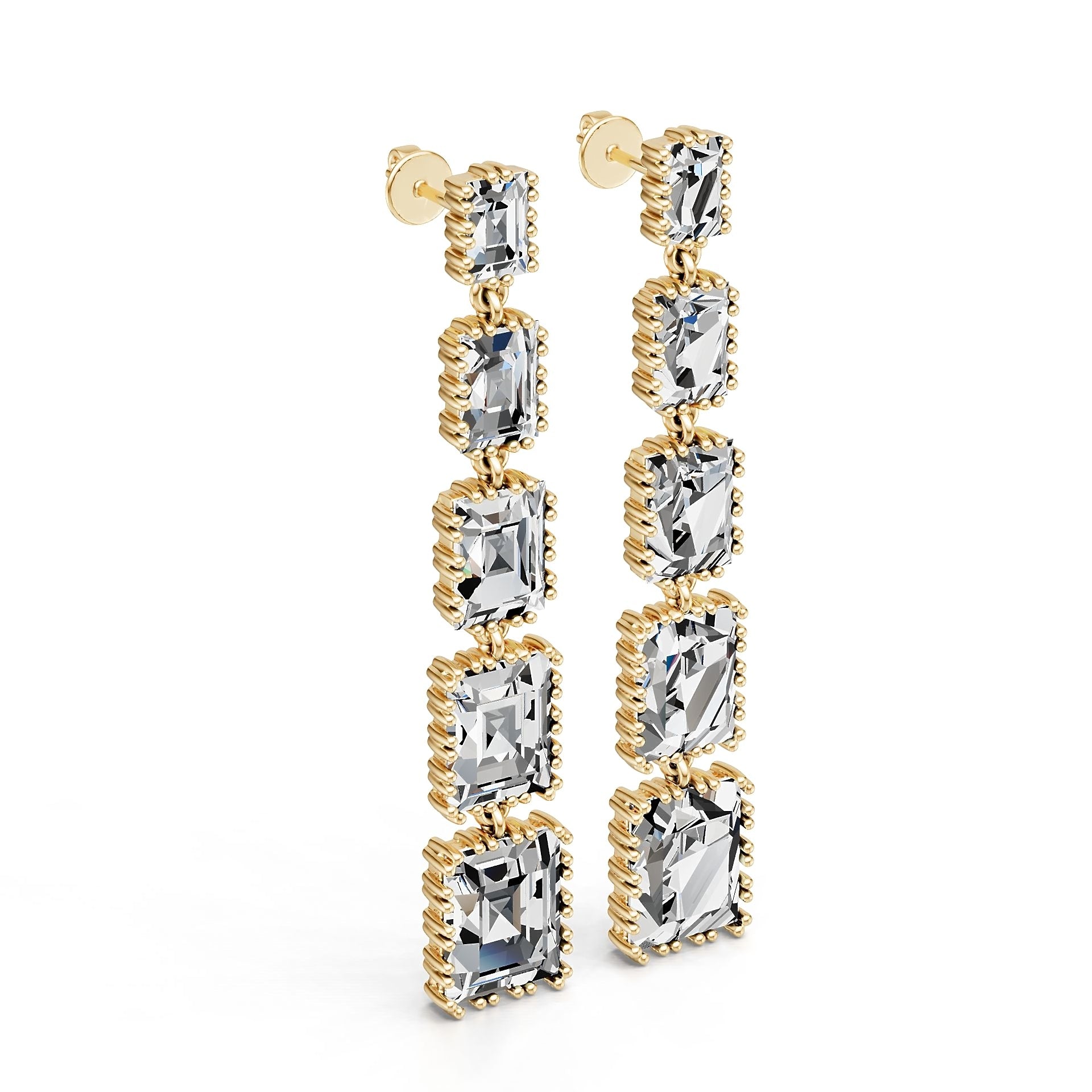 14K Gold Semi Mount Earrings Setting Princess Pr 5x8mm Diamond Accent Syz Jewelry