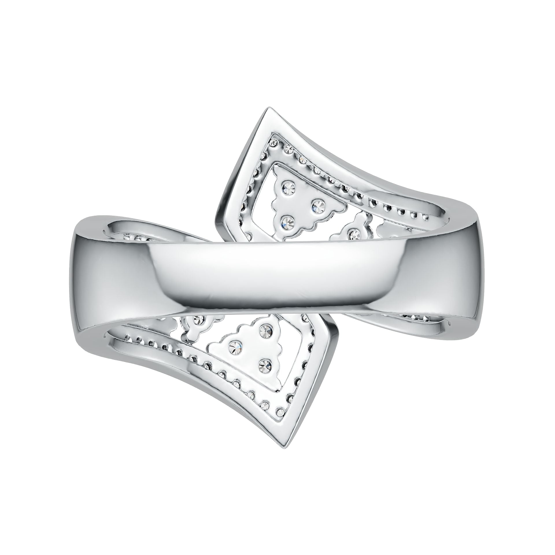 Platinum Bypass Ring with or Moissanite Diamond Accent DHJ
