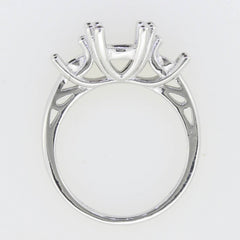 Platinum Semi Mount Ring Setting Round RD 8x8mm 5x5mm 3 Stone Ring Syzjewelry