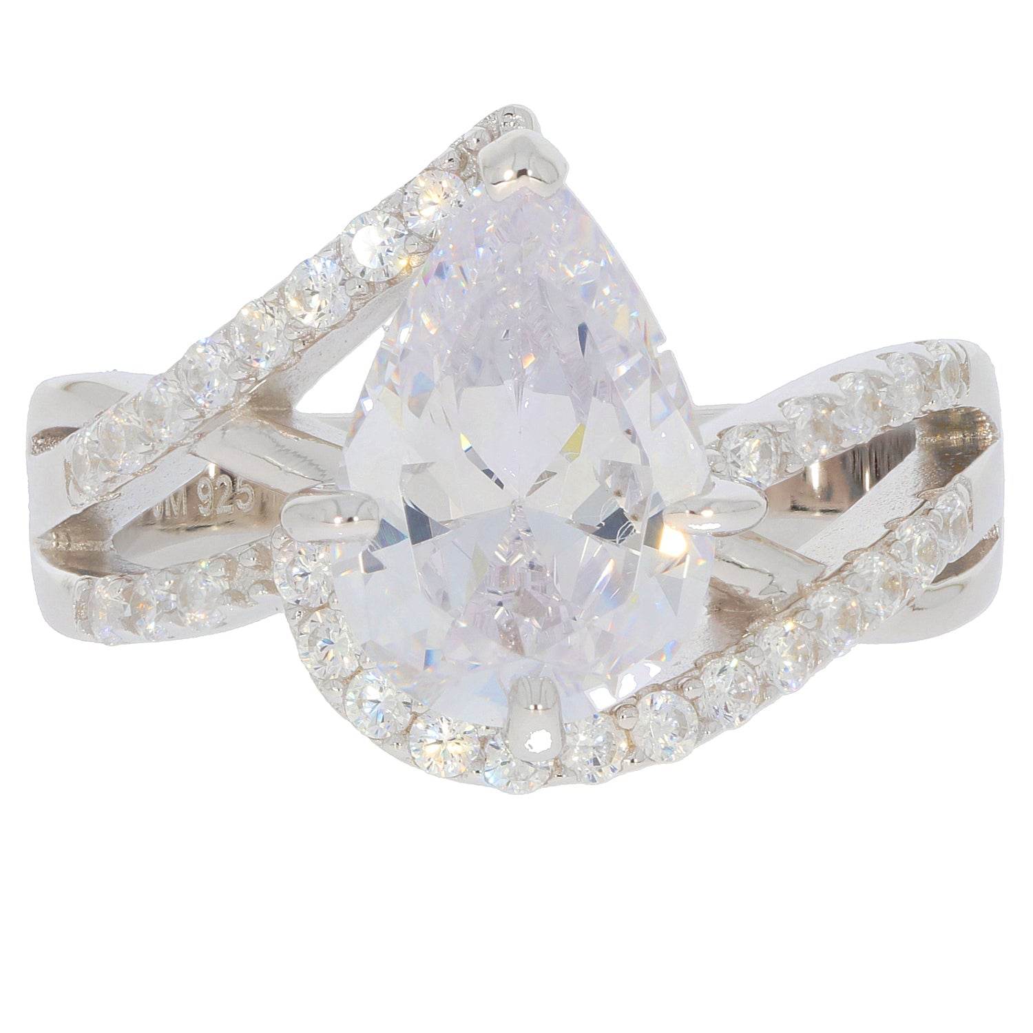 14K Gold Semi Mount Ring Setting Pear PE 12X8mm Bypass Split Shank Diamond Accent Syzjewelry