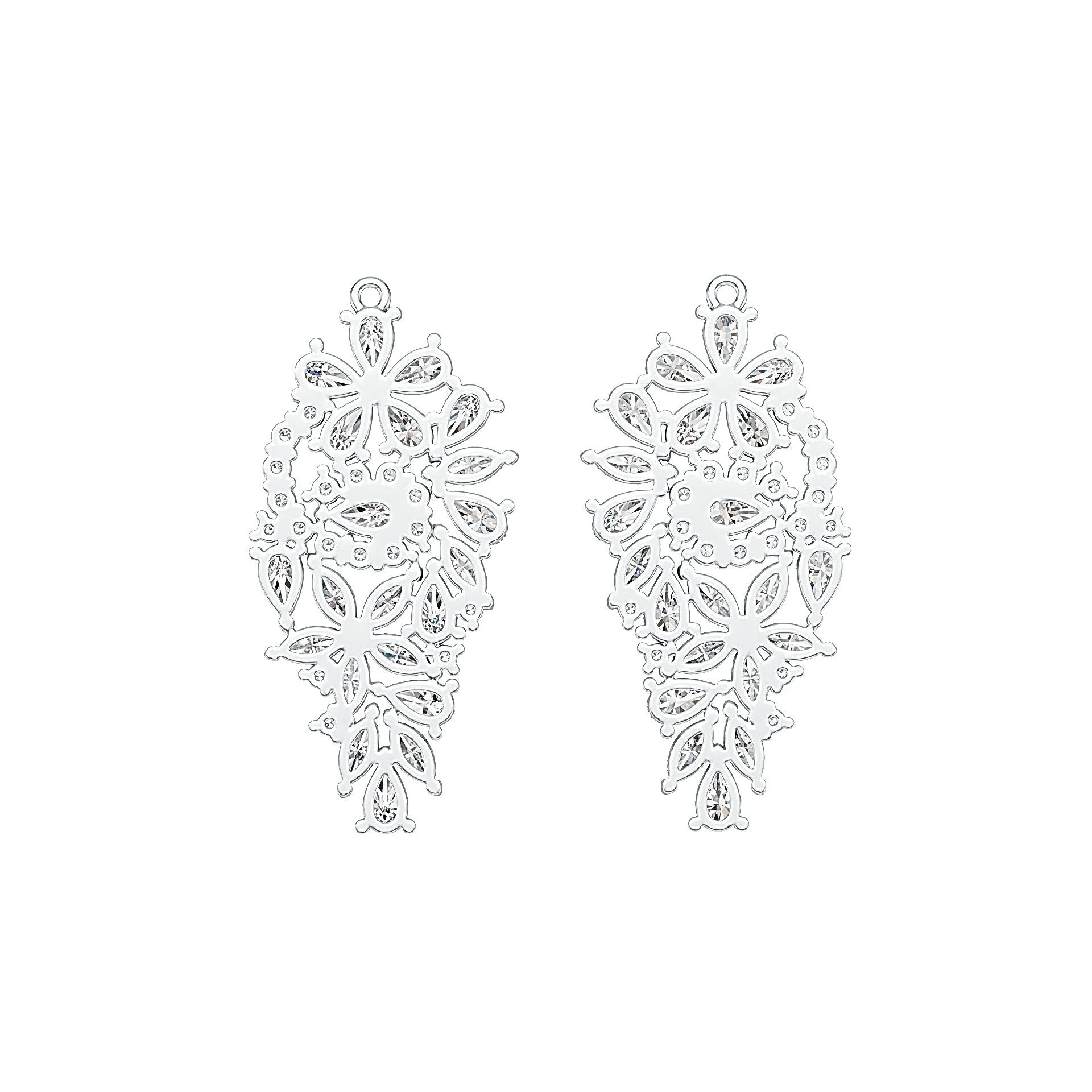 Sterling Silver Semi Mount Earrings Setting Pear PE 5X3mm MQ 5X2mm DHJ