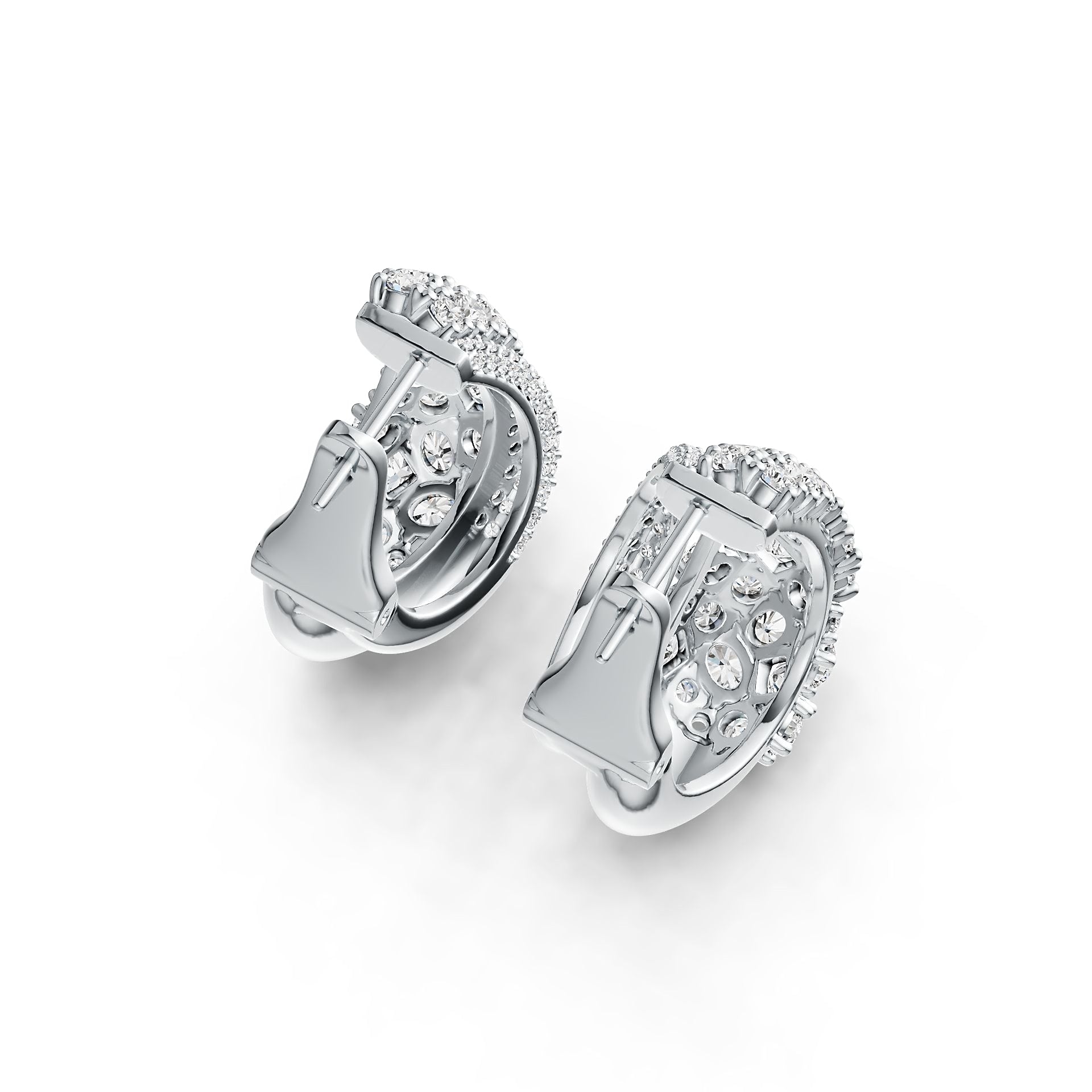 18K Gold Hoop Earrings with or Moissanite Diamond Accent DHJ