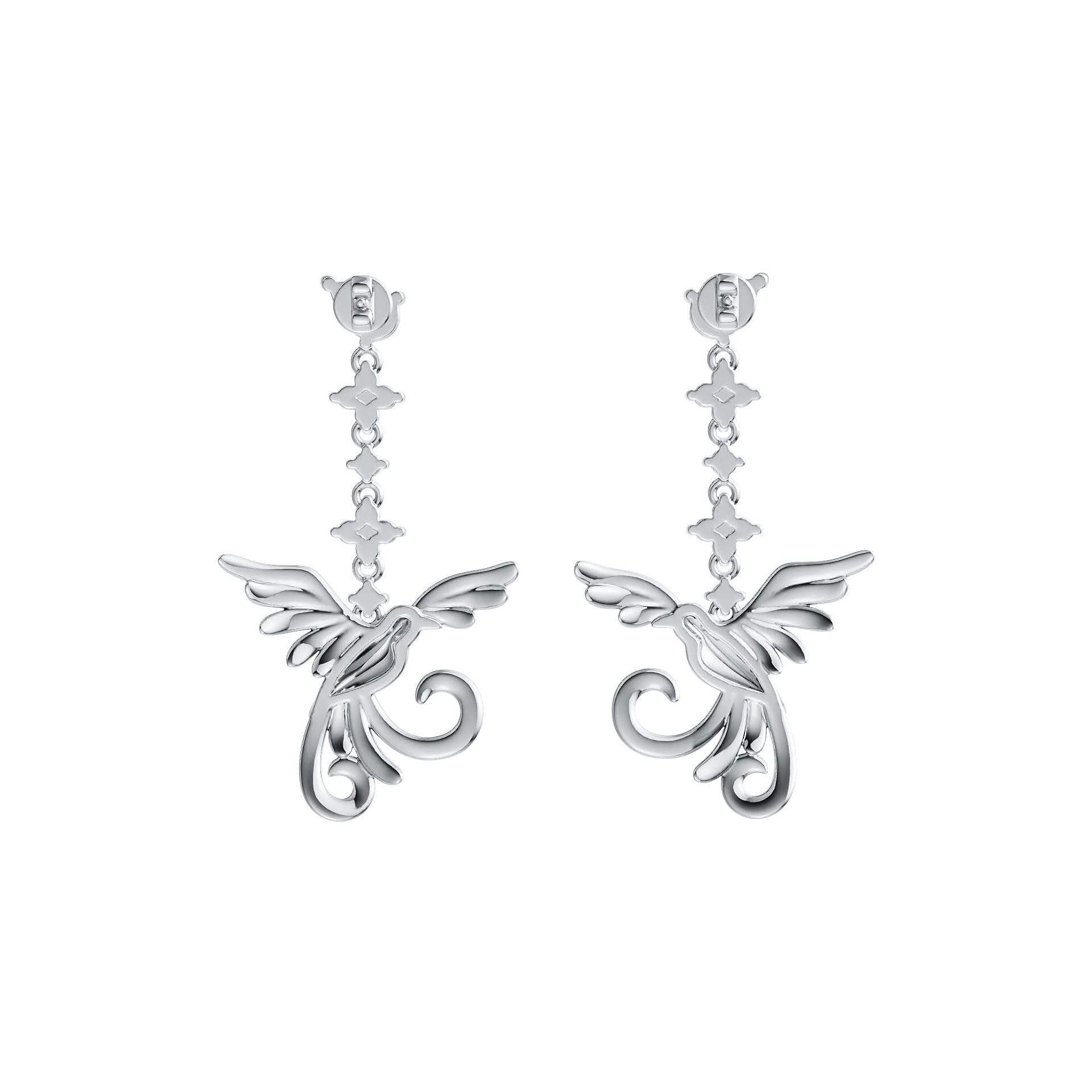 Sterling Silver Semi Mount Earrings Setting Pear PE 6X4mm Bird Theme DHJ