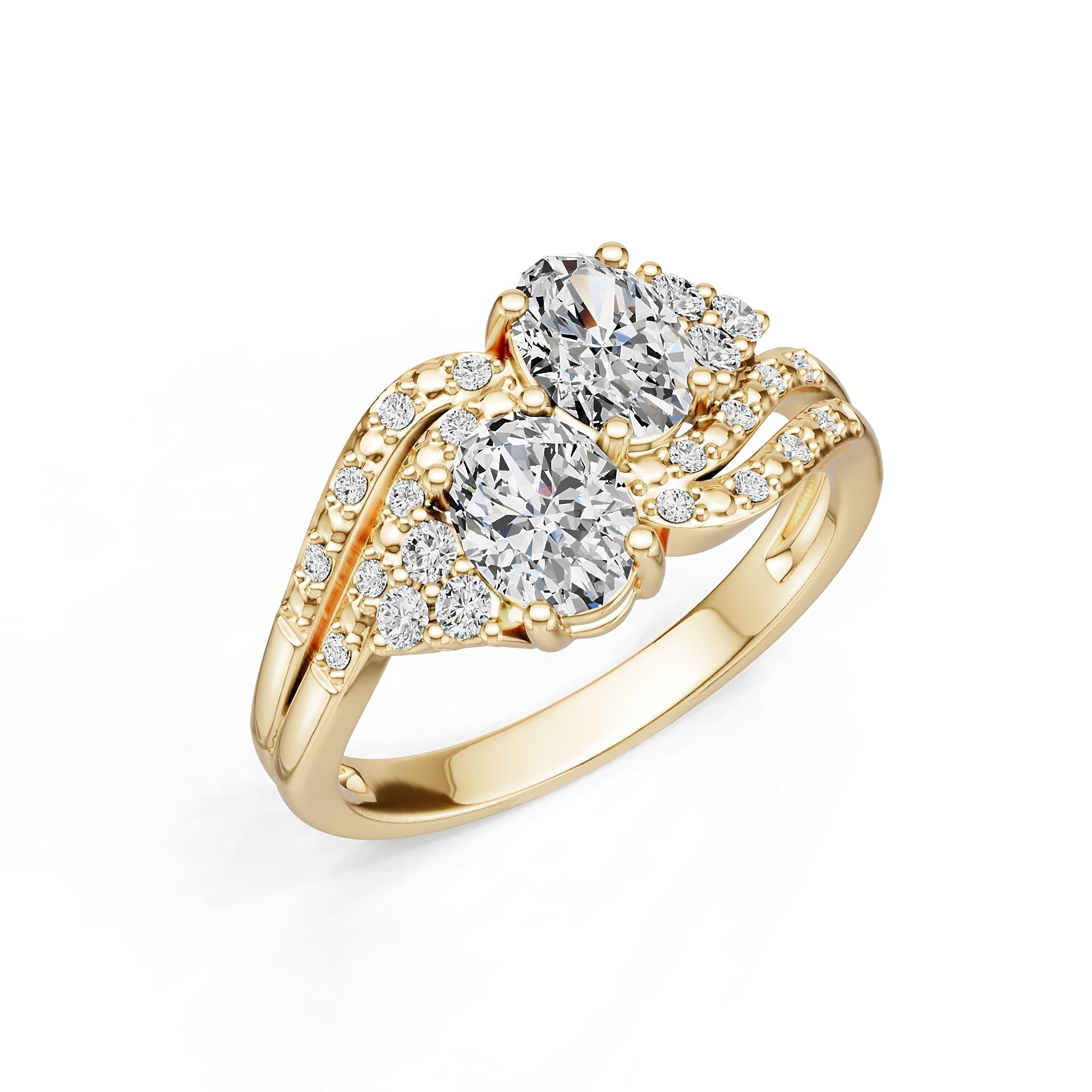 10K Gold Semi Mount Ring Setting Oval Ov 5x5mm Moissanite Accent Syz Jewelry
