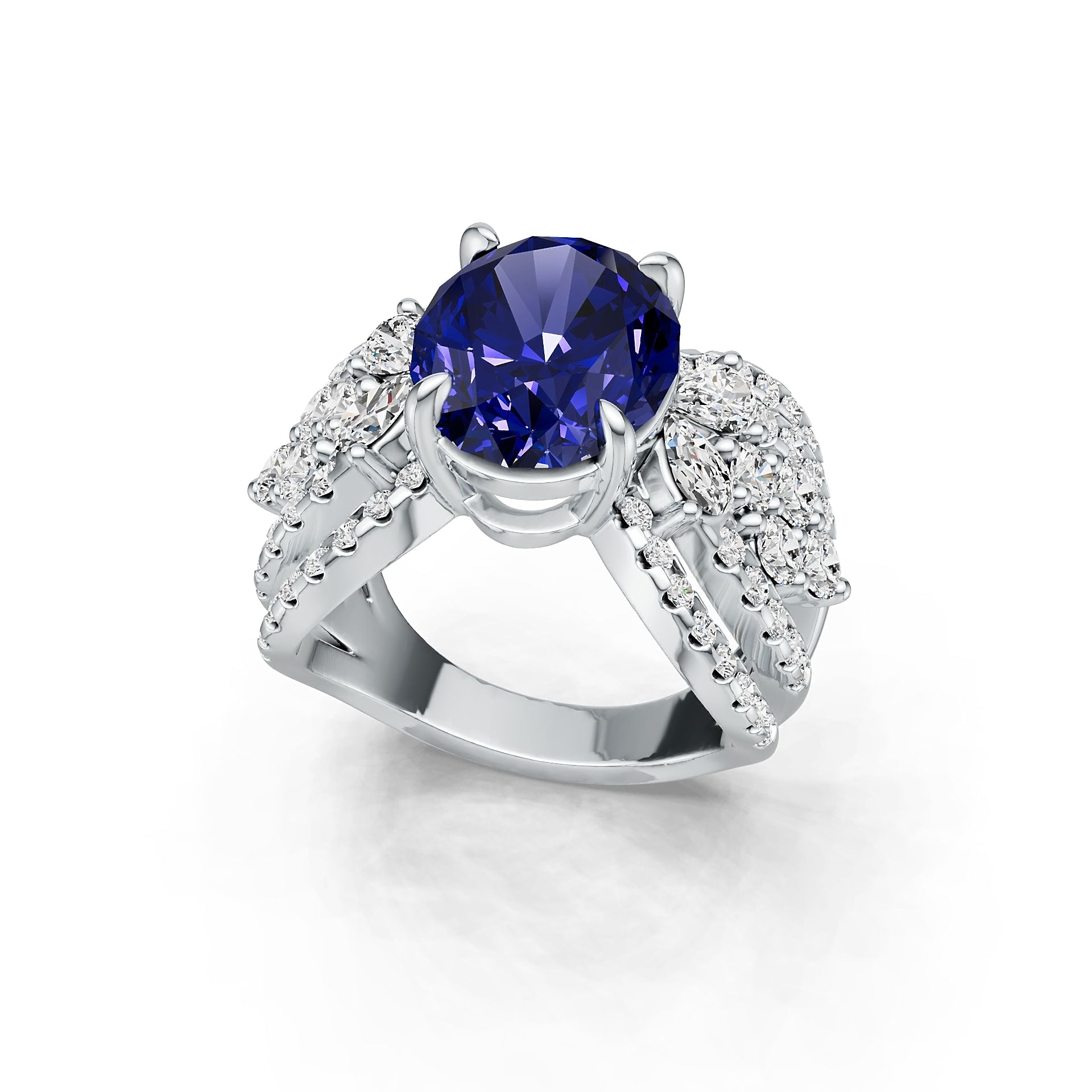 10K Gold Semi Mount Ring Setting Round Ro 11x9mm Moissanite Accent Syz Jewelry