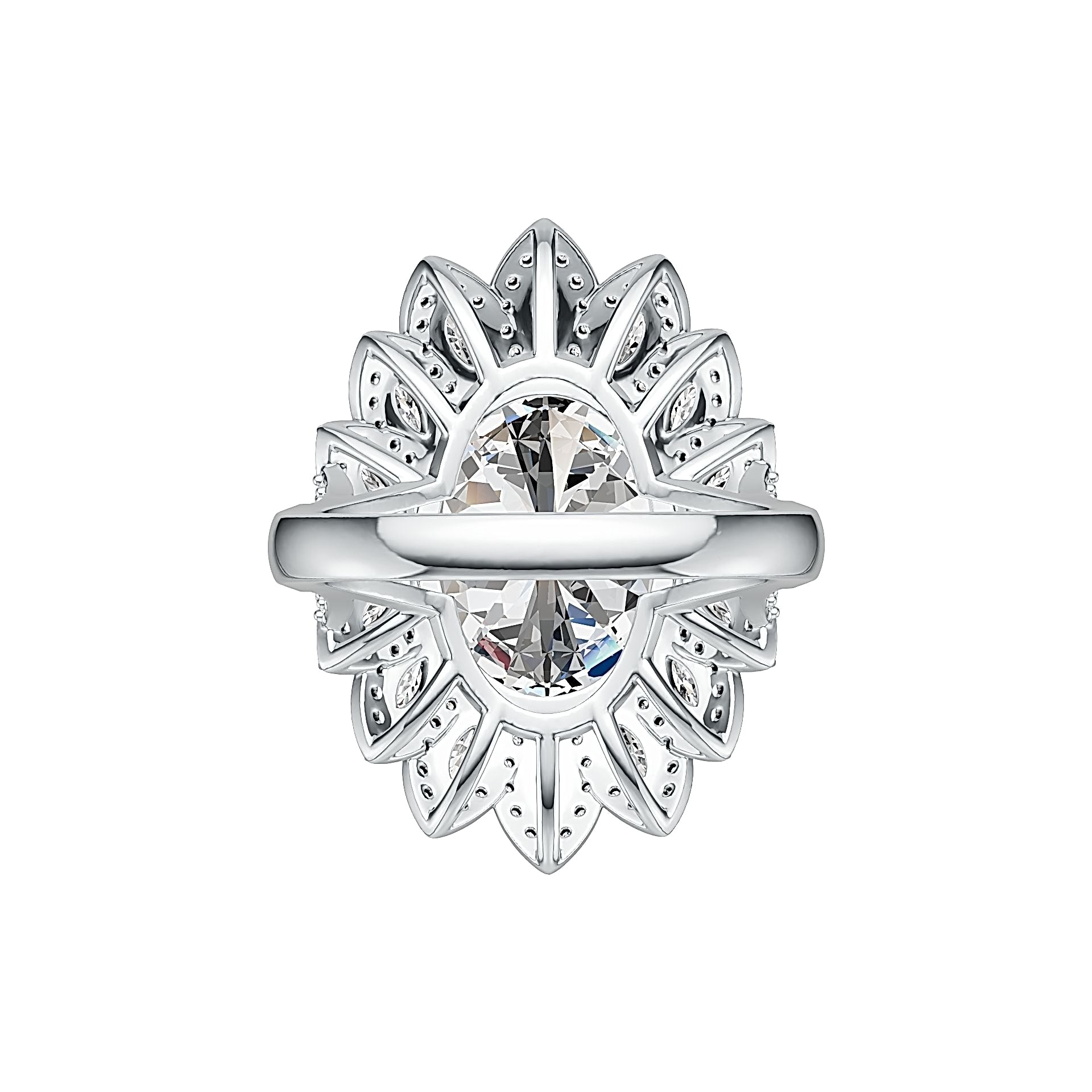 Sterling Silver Semi Mount Ring Setting Oval OV 16X12mm Flower Theme DHJ