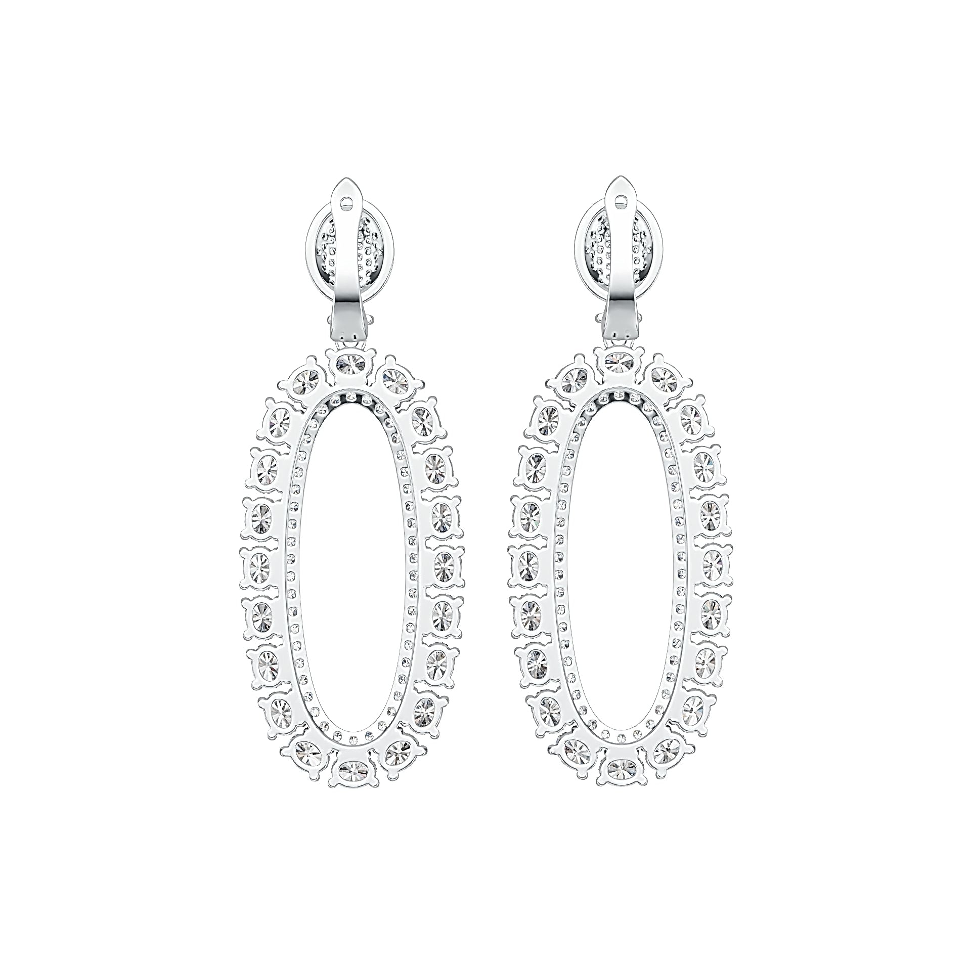 Sterling Silver Drop Earrings Open Oval Style with White Topaz or Moissanite DHJ
