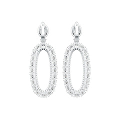 Sterling Silver Drop Earrings Open Oval Style with White Topaz or Moissanite DHJ