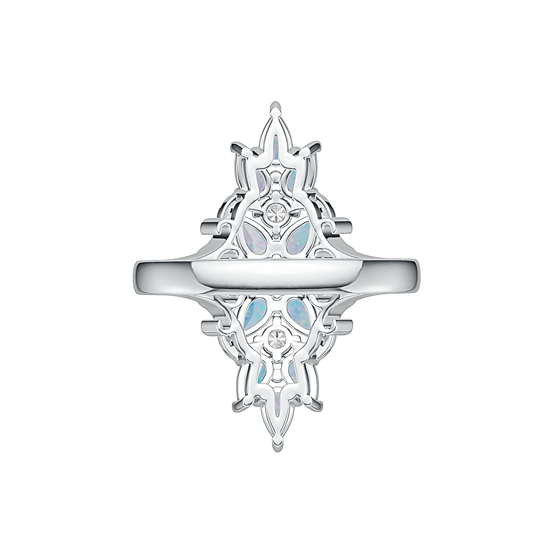 Platinum Semi Mount Ring Setting Pear PE 5X3mm Cabochon Diamond Accent DHJ