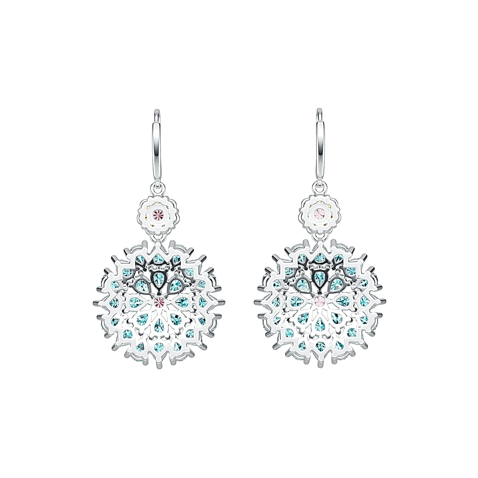 14K Gold Cluster Dangling Earrings with White Topaz or Moissanite Diamond Accent DHJ