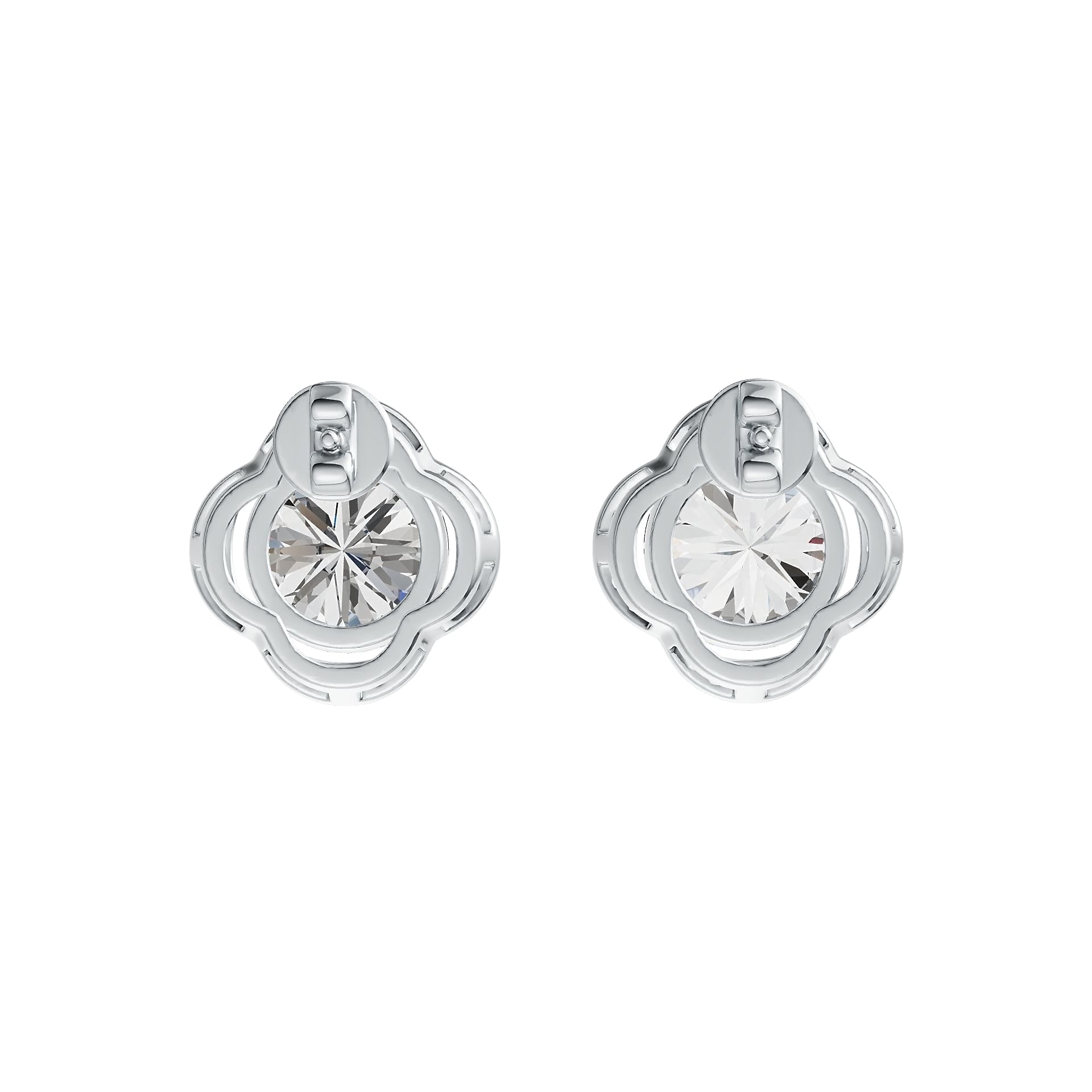 18K Gold Semi Mount Earrings Setting Round RD 8x8mm Diamond Accent DHJ