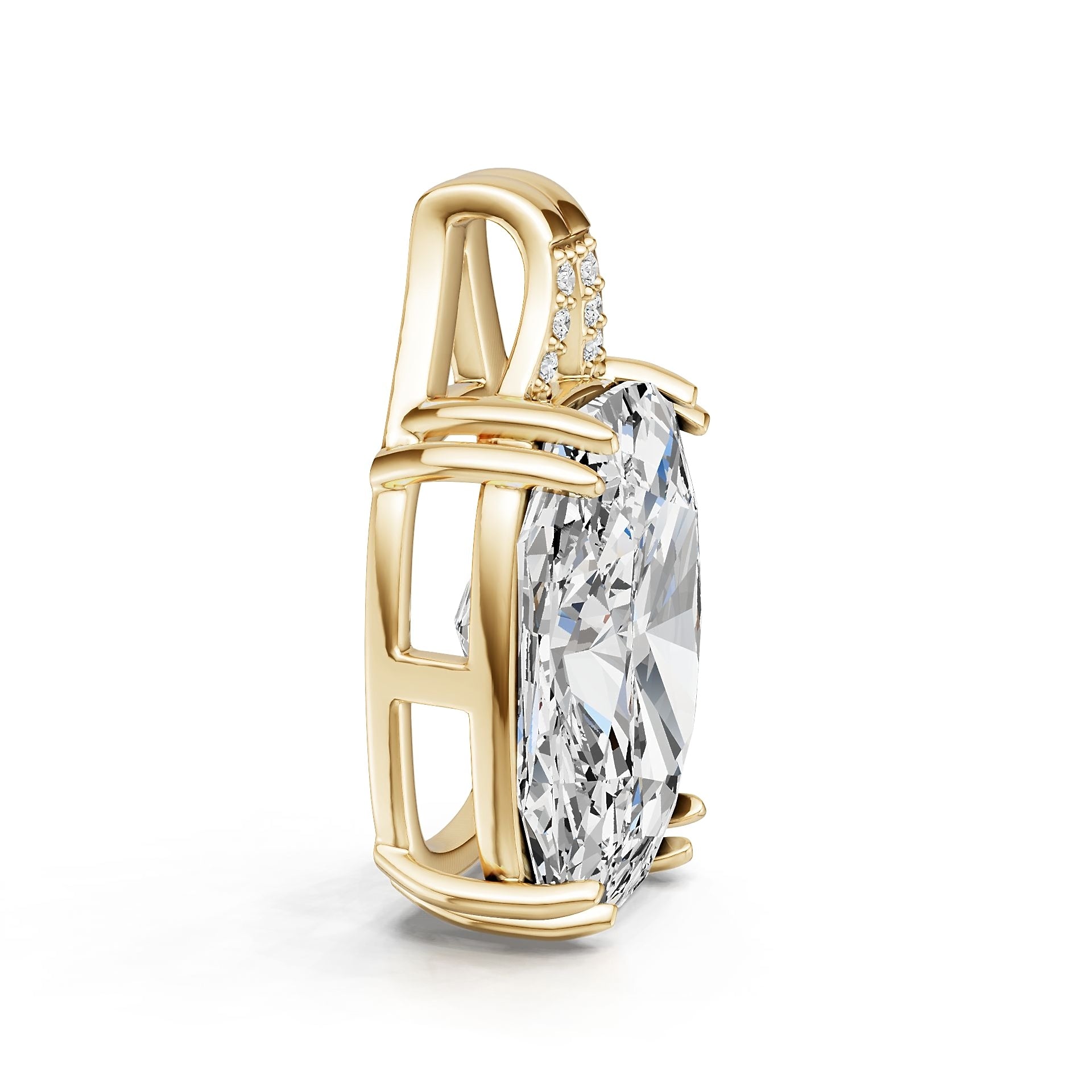 Platinum Semi Mount Pendant Setting Cushion Cu 5x10mm Diamond Accent Syz Jewelry