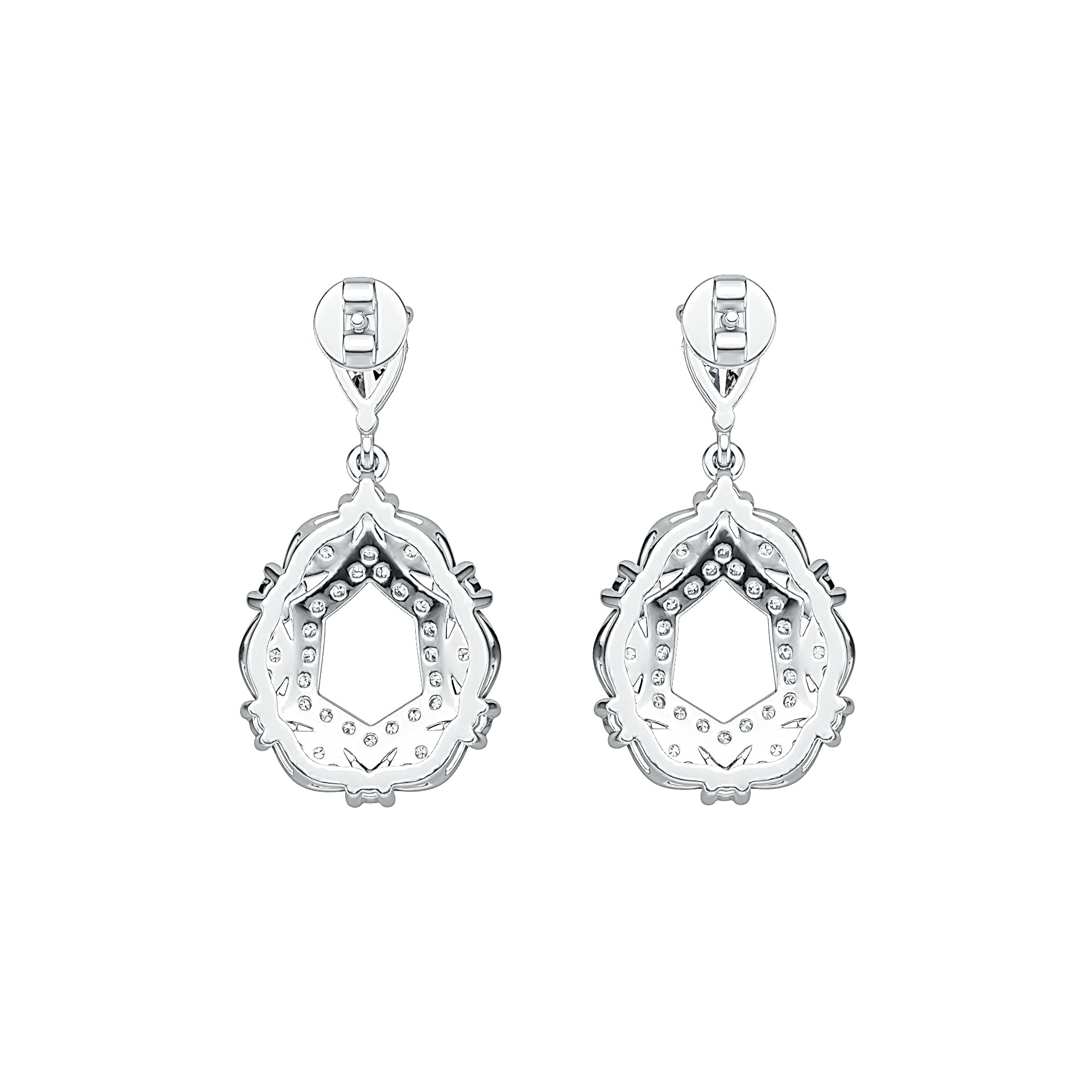 Platinum Semi Mount Earrings Setting Pear PE 6X4mm Diamond Accent DHJ