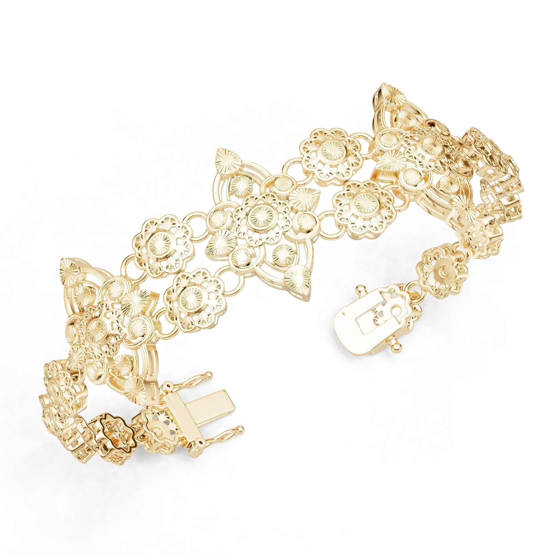 18K Gold Semi Mount Bracelet Setting Round Ro 6x6mm Syz Jewelry
