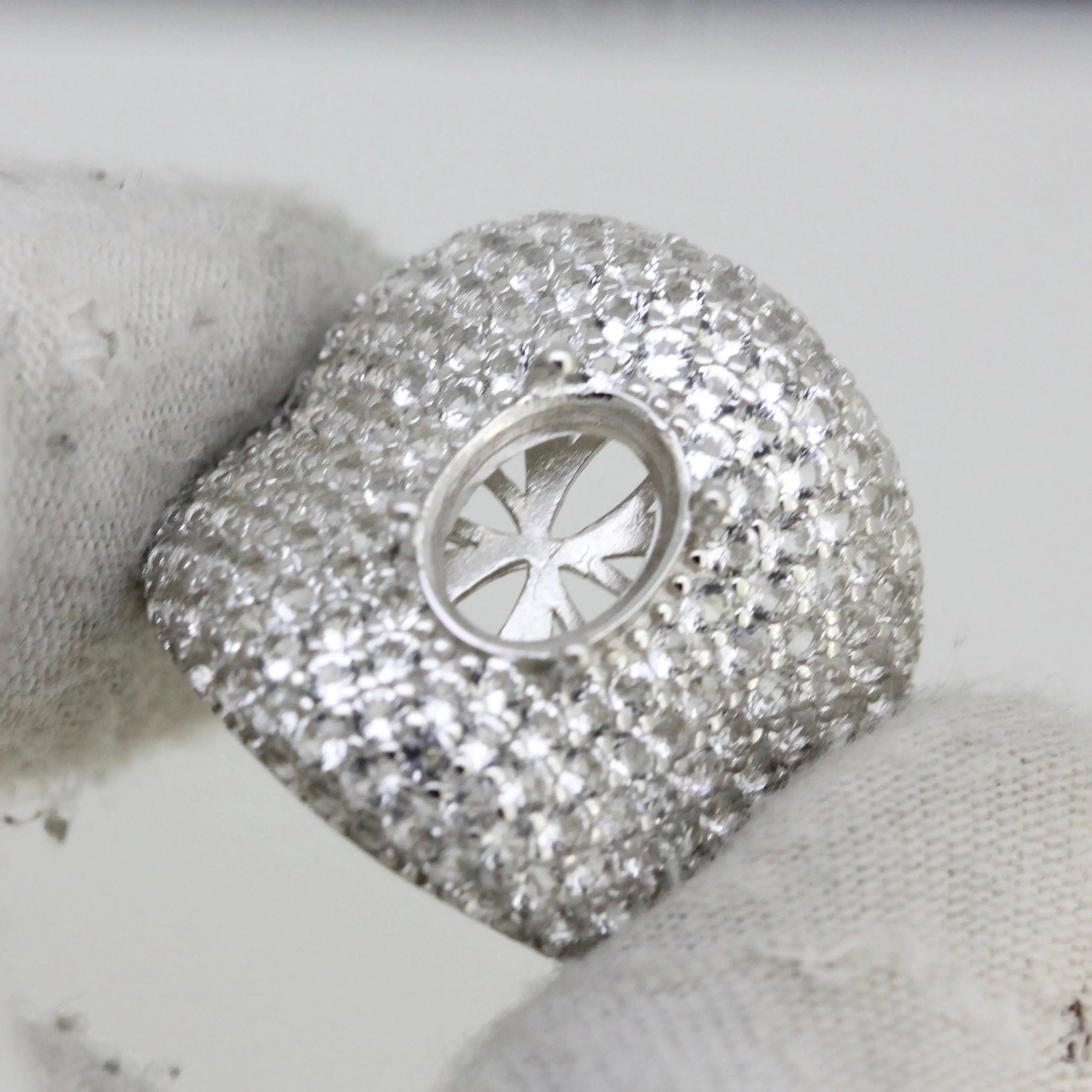 14K Gold Semi Mount Ring Setting Oval OV 10X8mm Dome Ring Bling Bling Diamond Moissanite Ring Diamond Accent DHJ